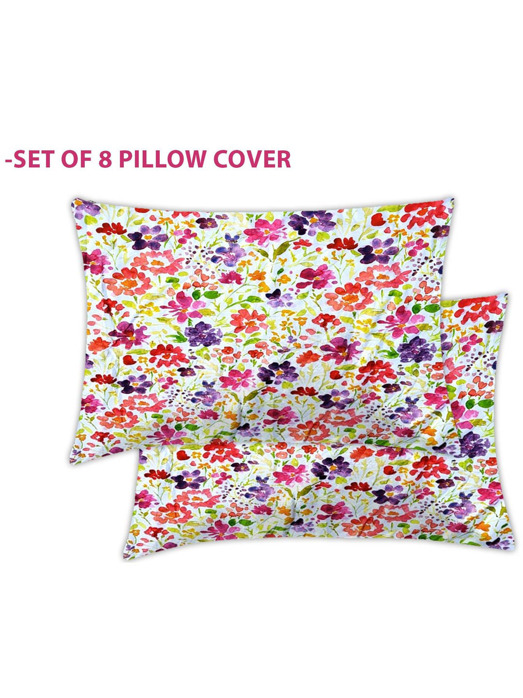 ANA Pink & Purple 8 Pieces Floral Printed Rectangle Pillow Covers