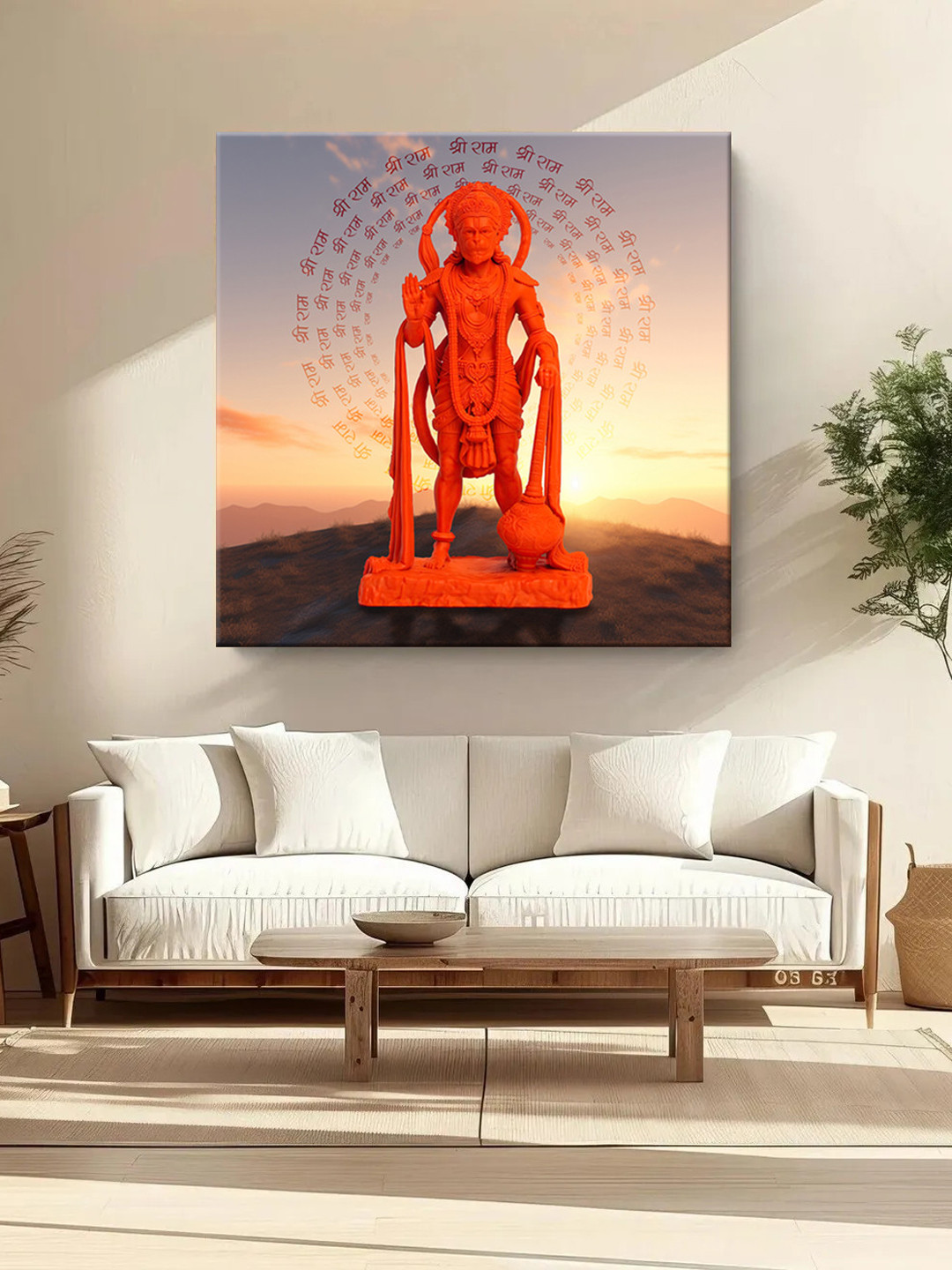 999Store Lord Hanuman Red Canvas Wall Living Room Square Paintings Wall Art -24 x 24In