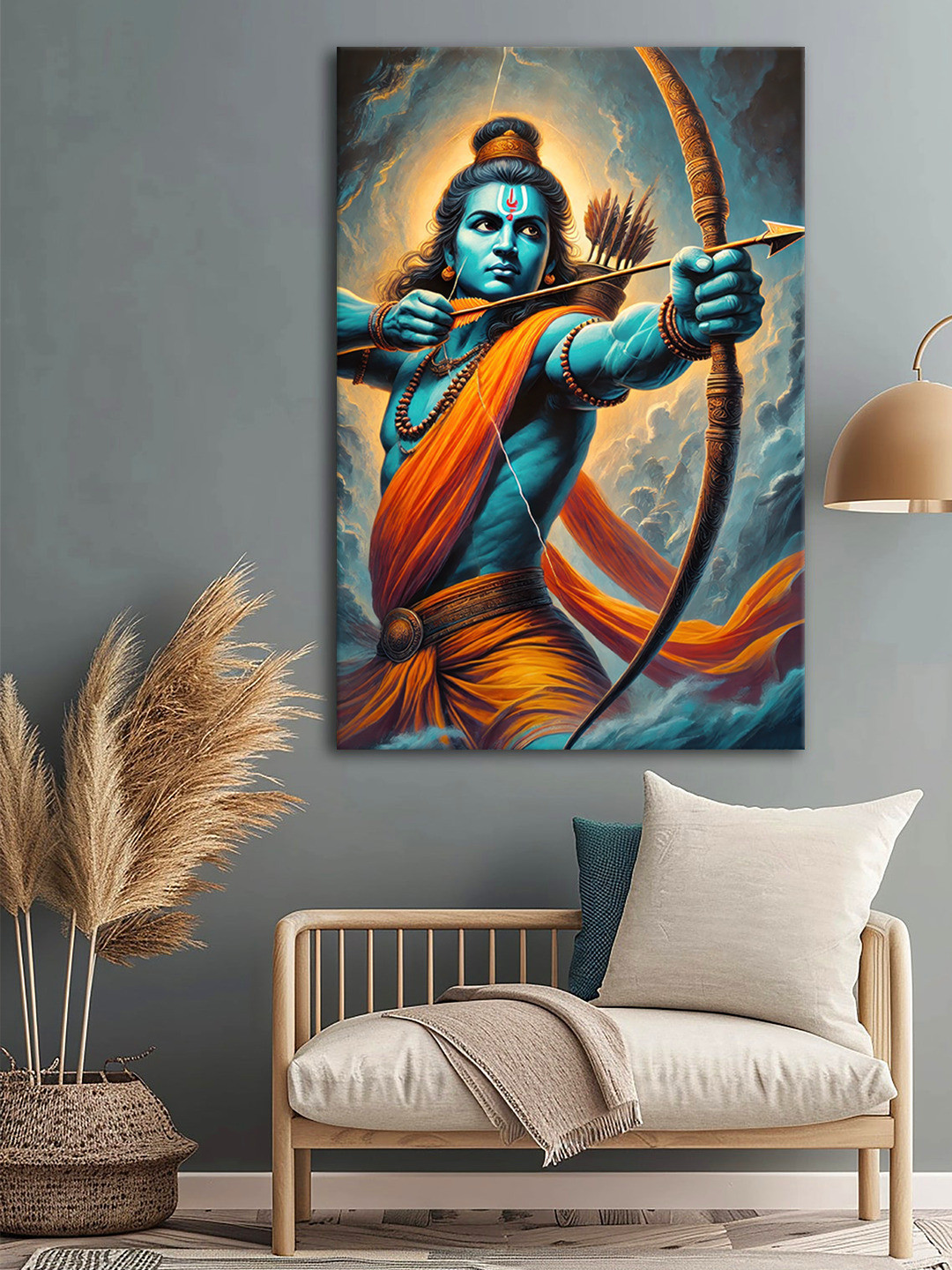999Store Lord Rama Canvas Wall Rectangle Paintings Wall Art - 30 x 18In