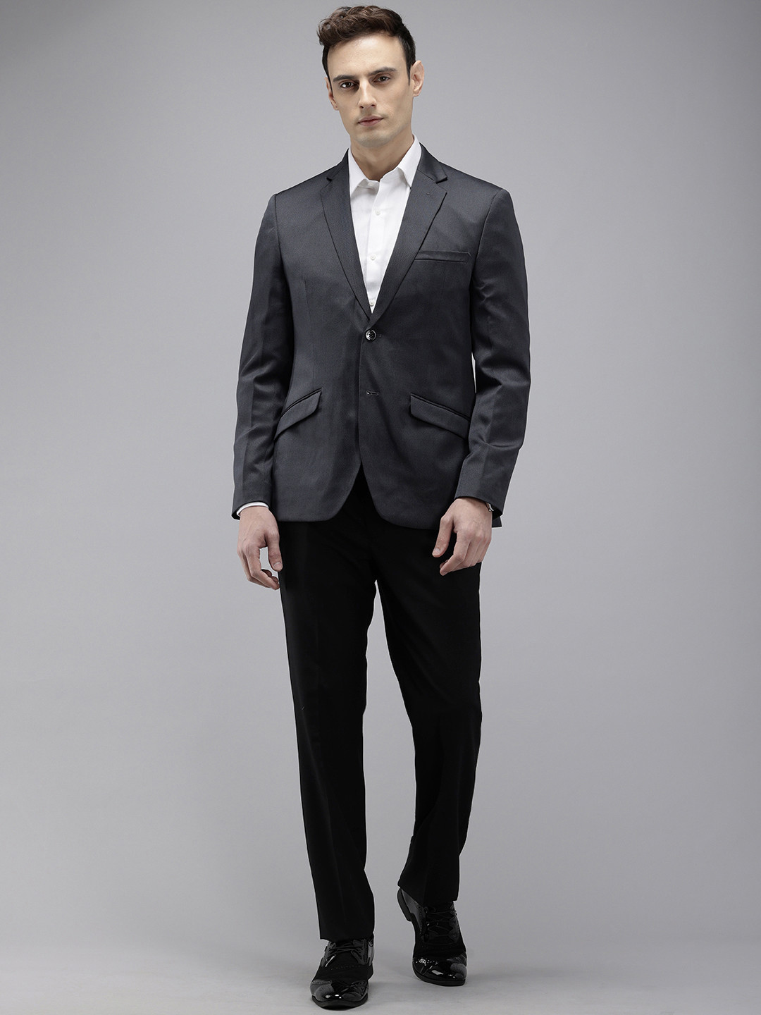 Park Avenue Self Design Textured Blazer With Trouser Party Suits