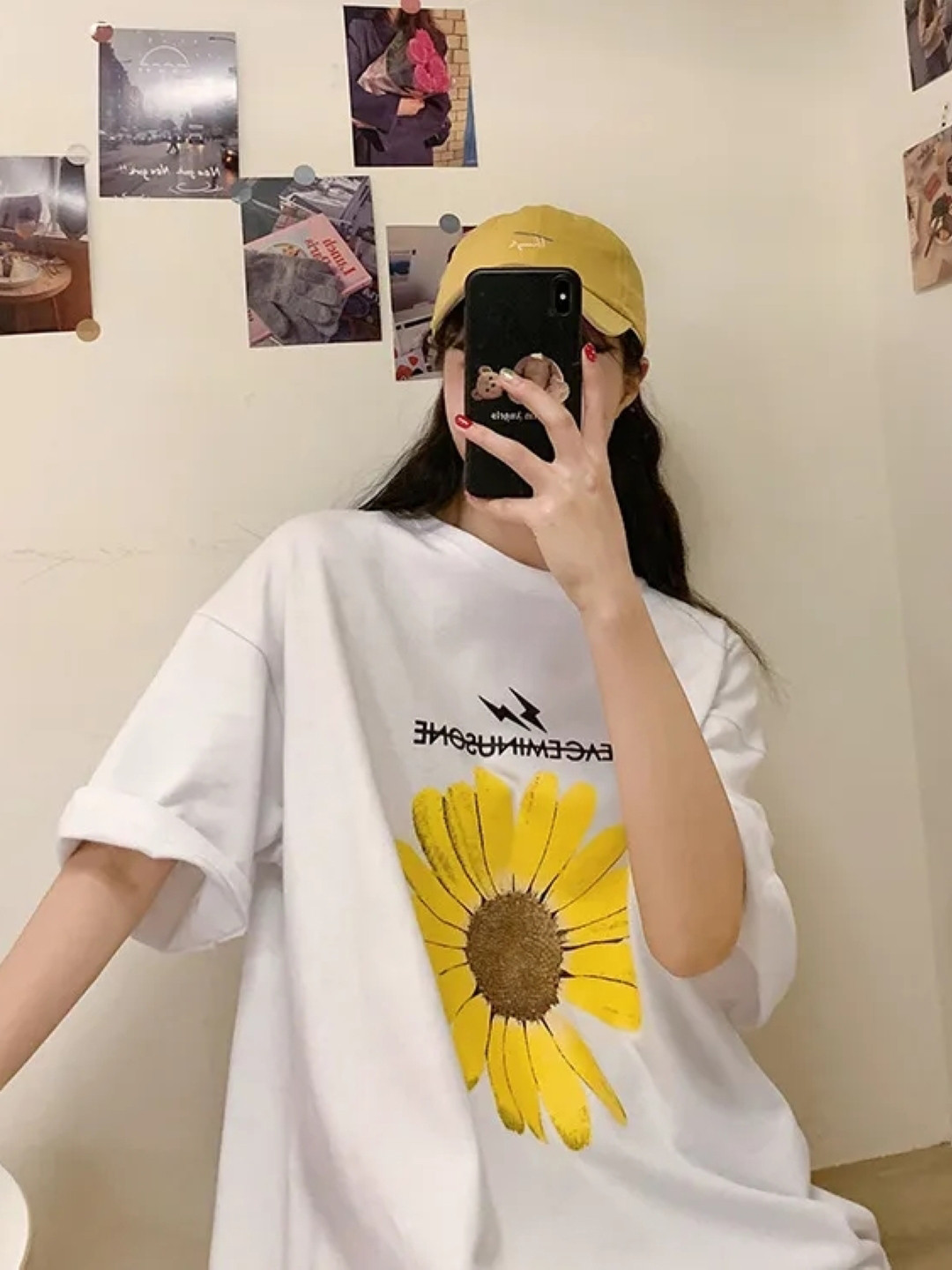 KPOP Women Printed Round Neck Oversized T-shirts