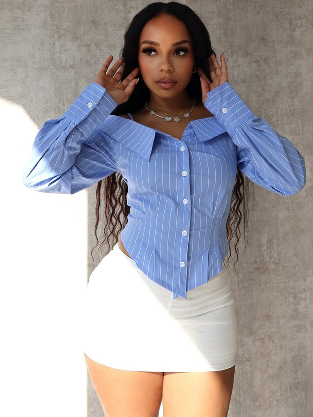 KPOP Striped Shirt Style Top