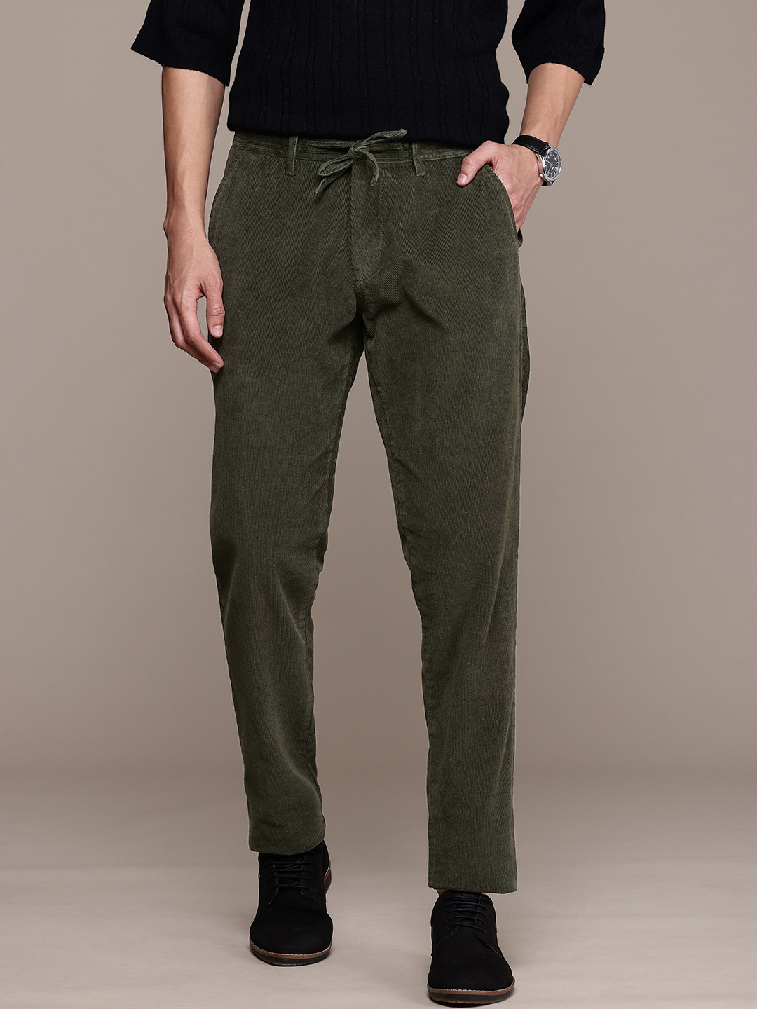 French Connection Men Smart Slim Fit Corduroy Chinos Trousers