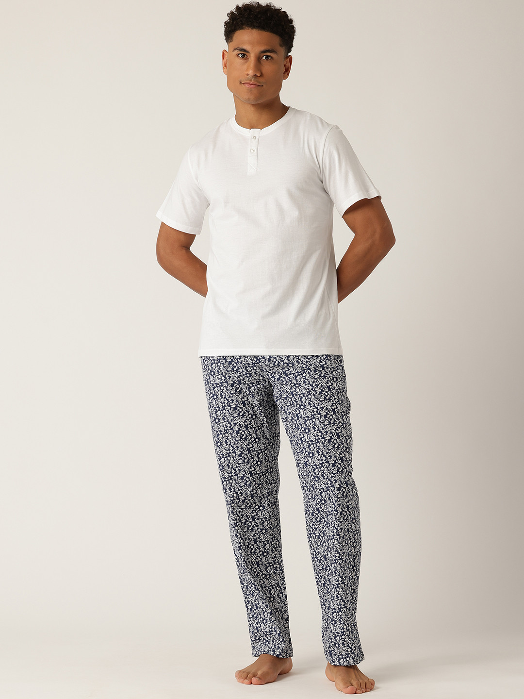 ETC Men Floral Print Pure Cotton Night Suit