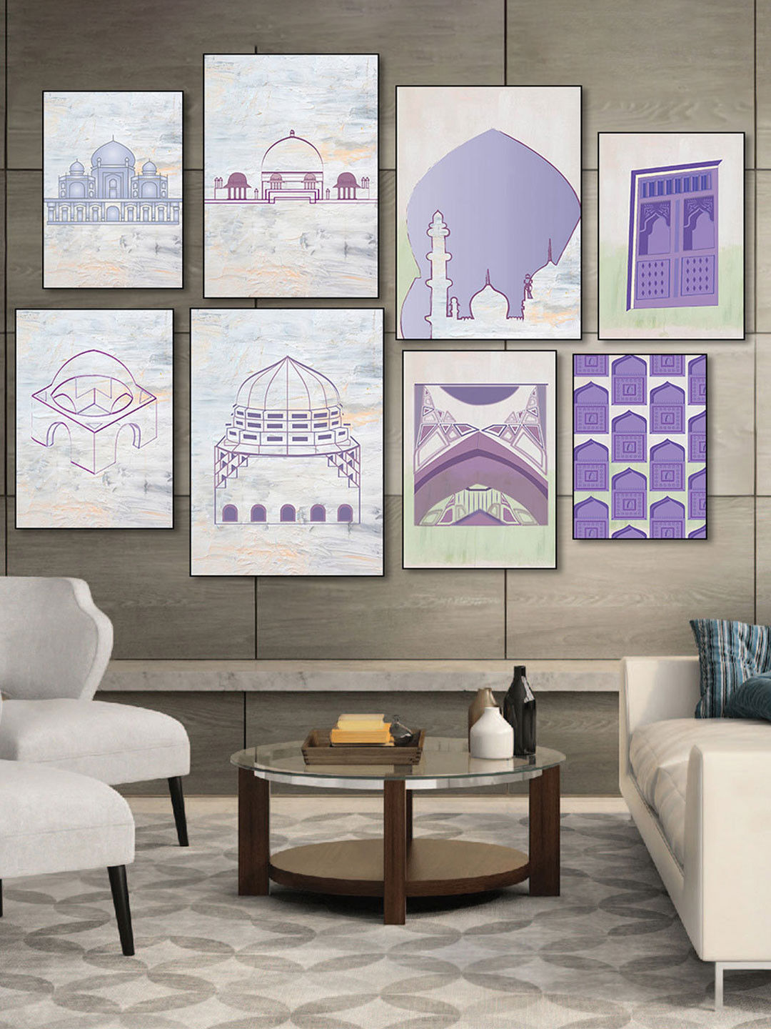 nestroots Islamic Tomb Canvas 8 Piece Wall Rectangle Paintings Wall Art