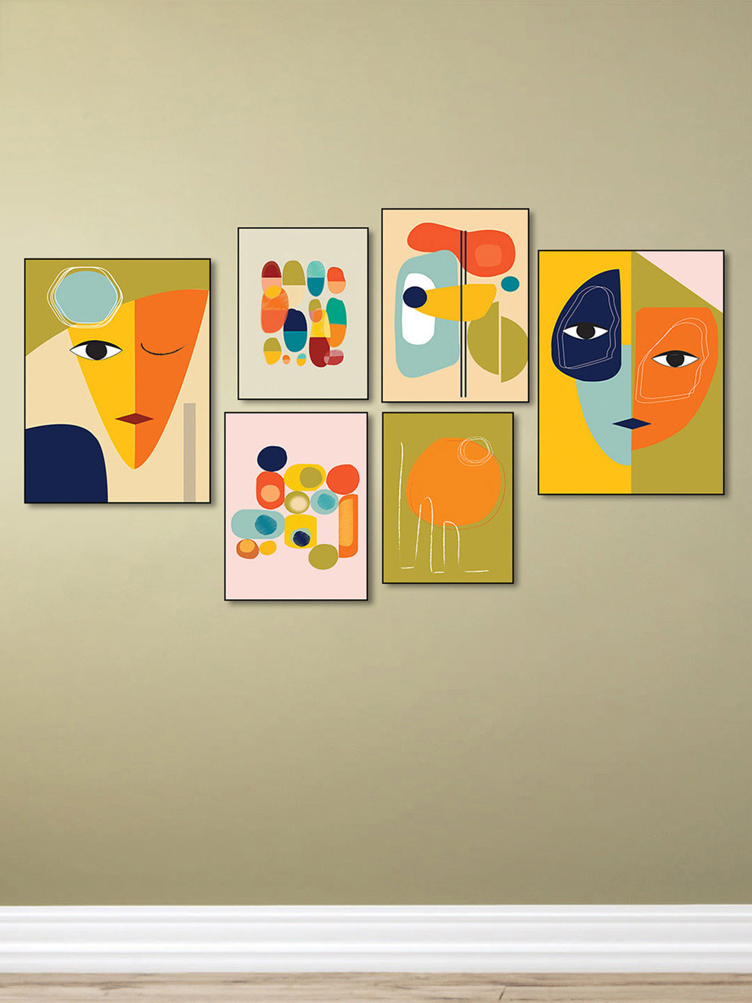 nestroots Pink 6 Pieces Vibrant Colors in Harmony Printed Religious Canvas Wall Art