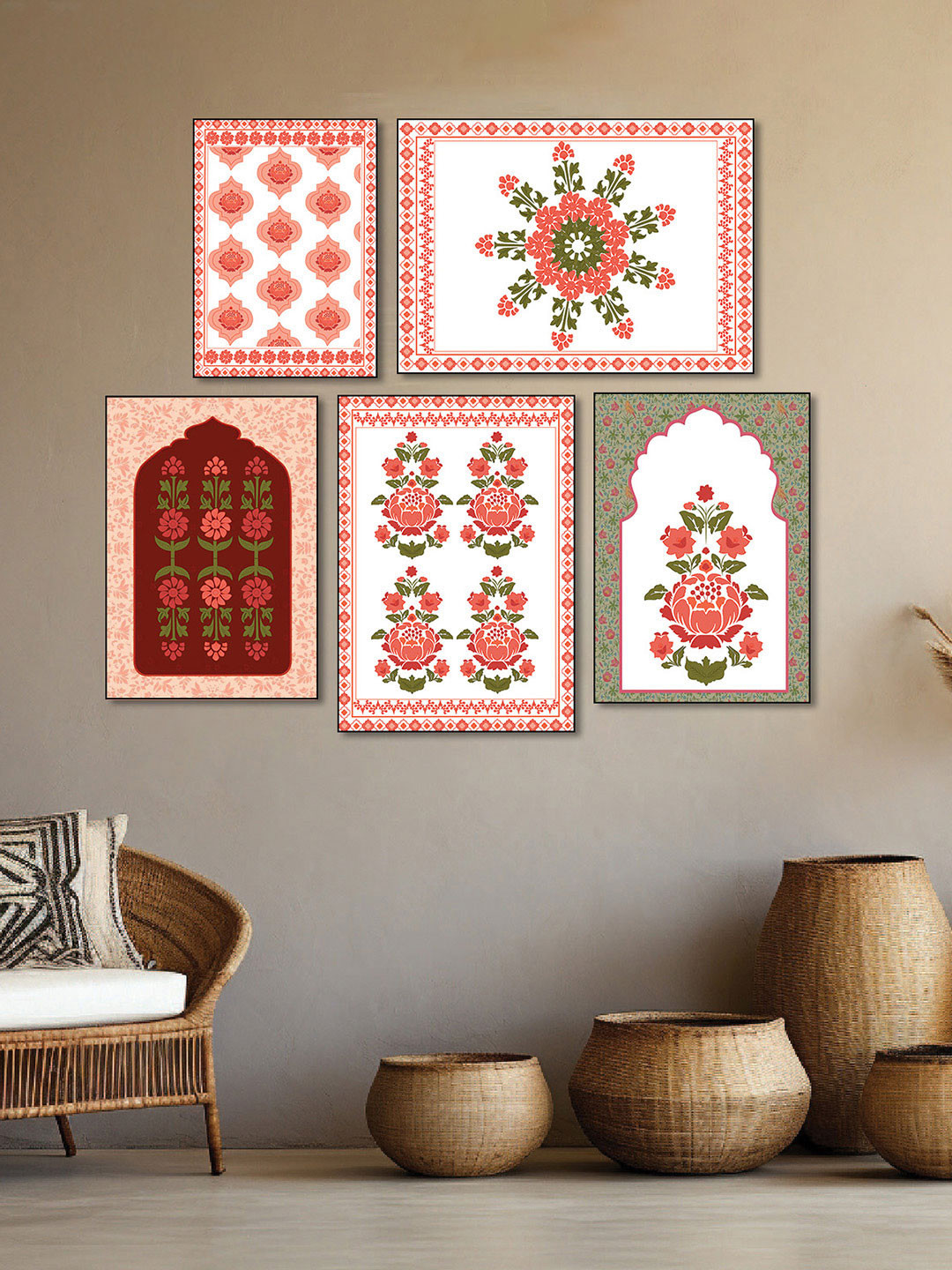 nestroots Royal Menagerie of Bloom Canvas 5 Piece Wall Rectangle Paintings Wall Art