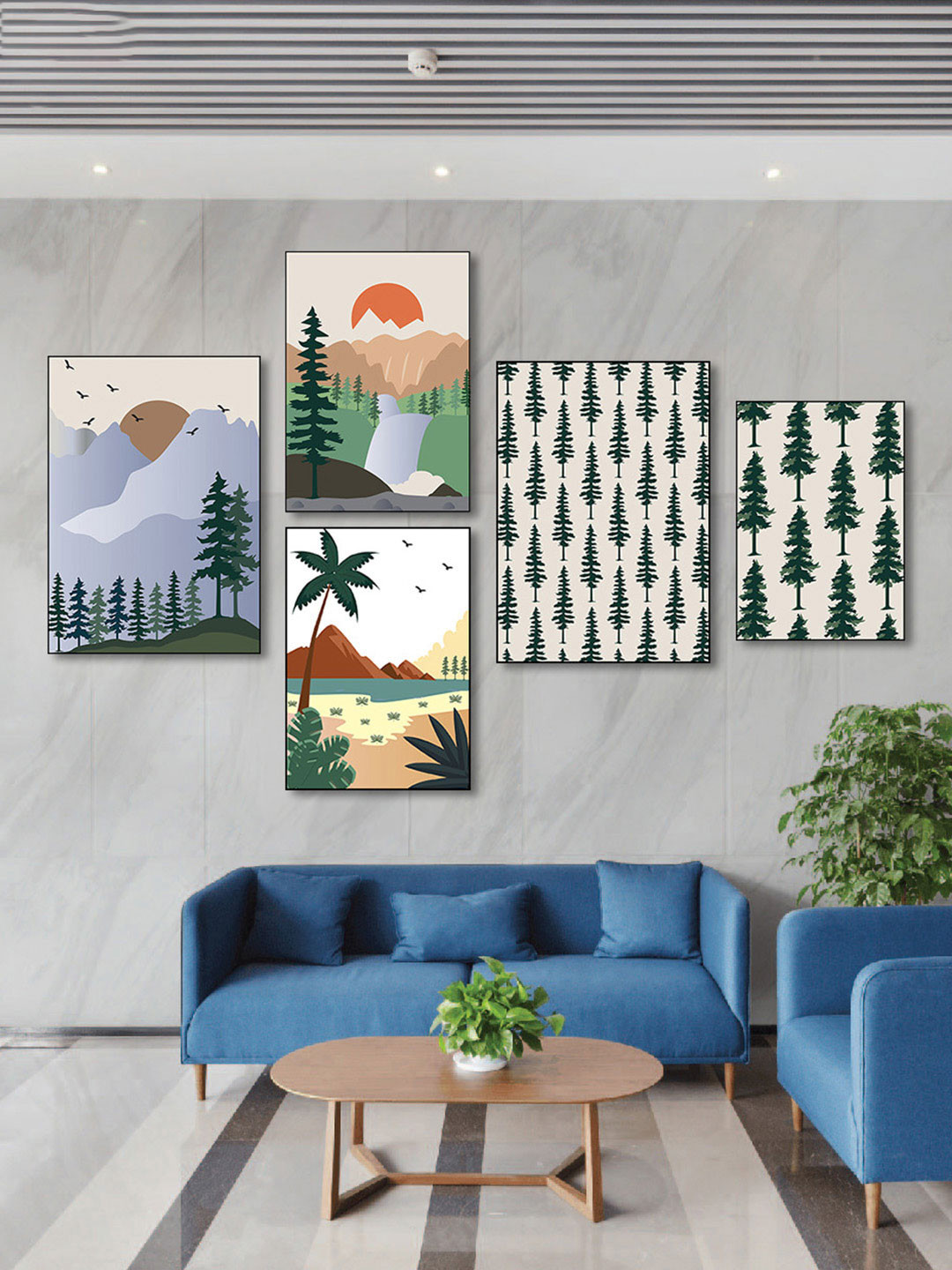 nestroots Whispering Pines Canvas 5 Piece Wall Rectangle Paintings Wall Art