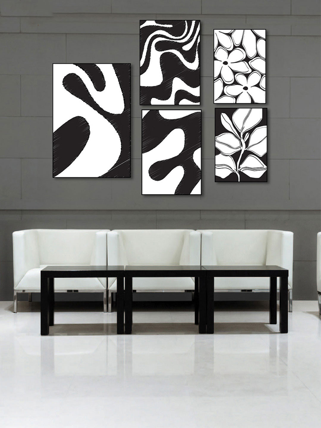 nestroots Charcoal Night wall Canvas 4 Piece Wall Rectangle Paintings Wall Art