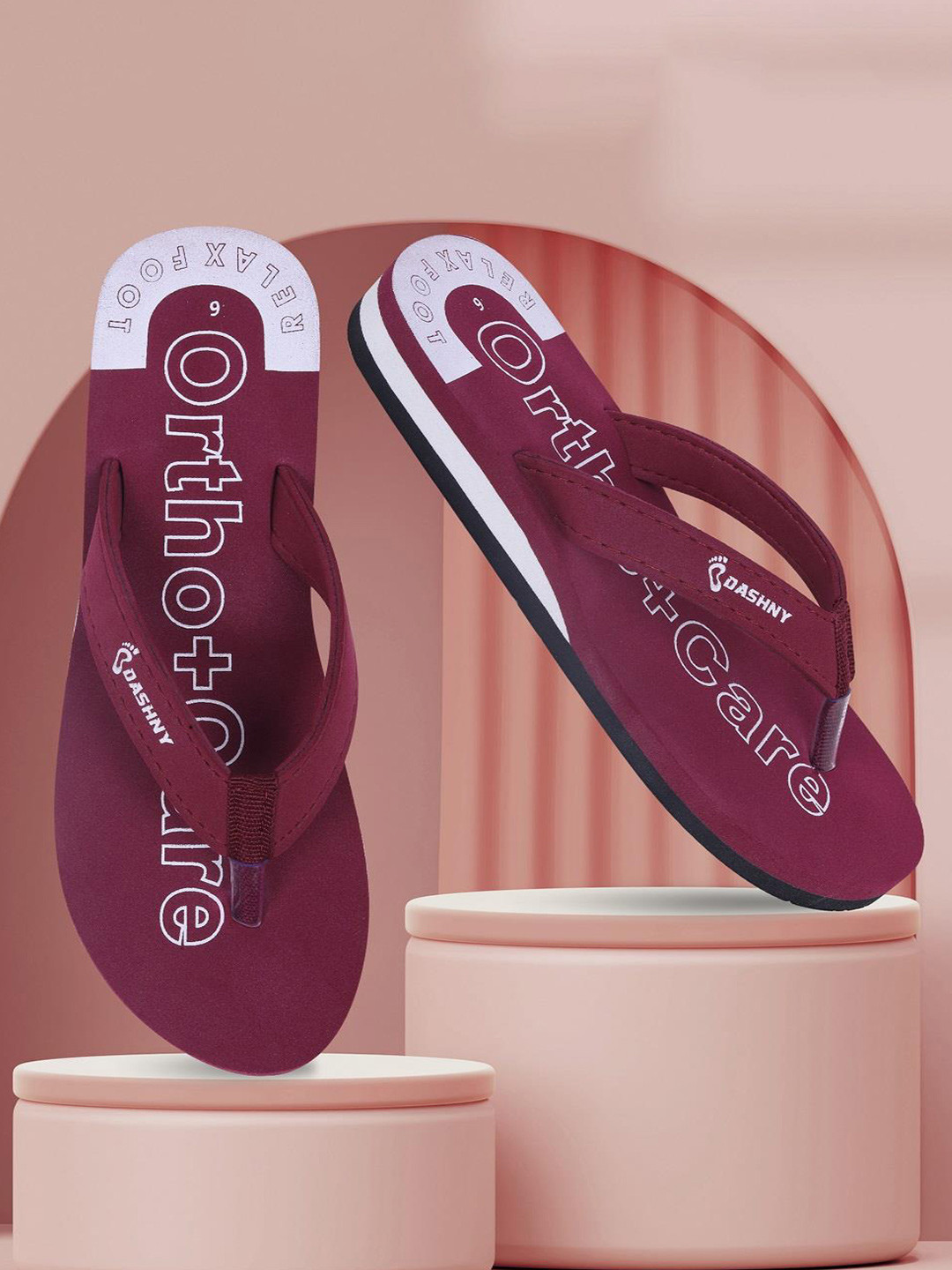 DASHNY Women Printed Rubber Thong Flip-Flops