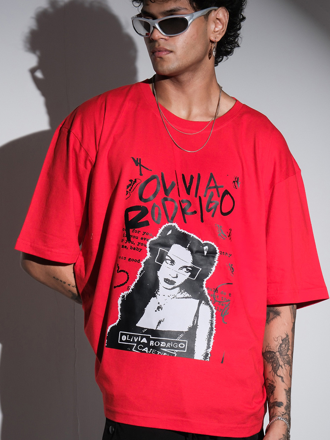 TheBTclub Olivia Rodrigo Graphic Printed Activchill Pure Cotton Oversized T-shirt