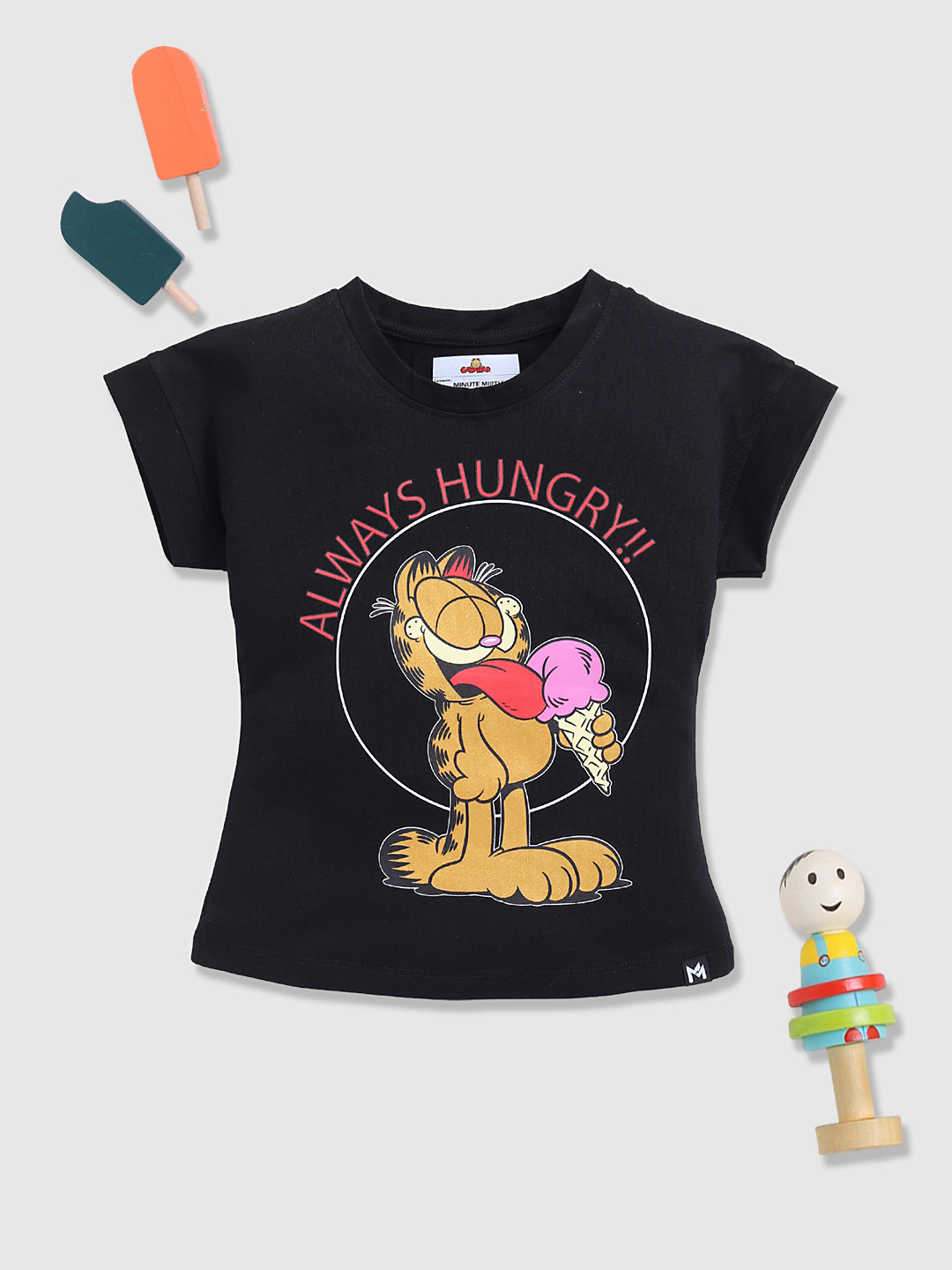 YK X Minute Mirth Garfield Print Extended Sleeves Cotton Top