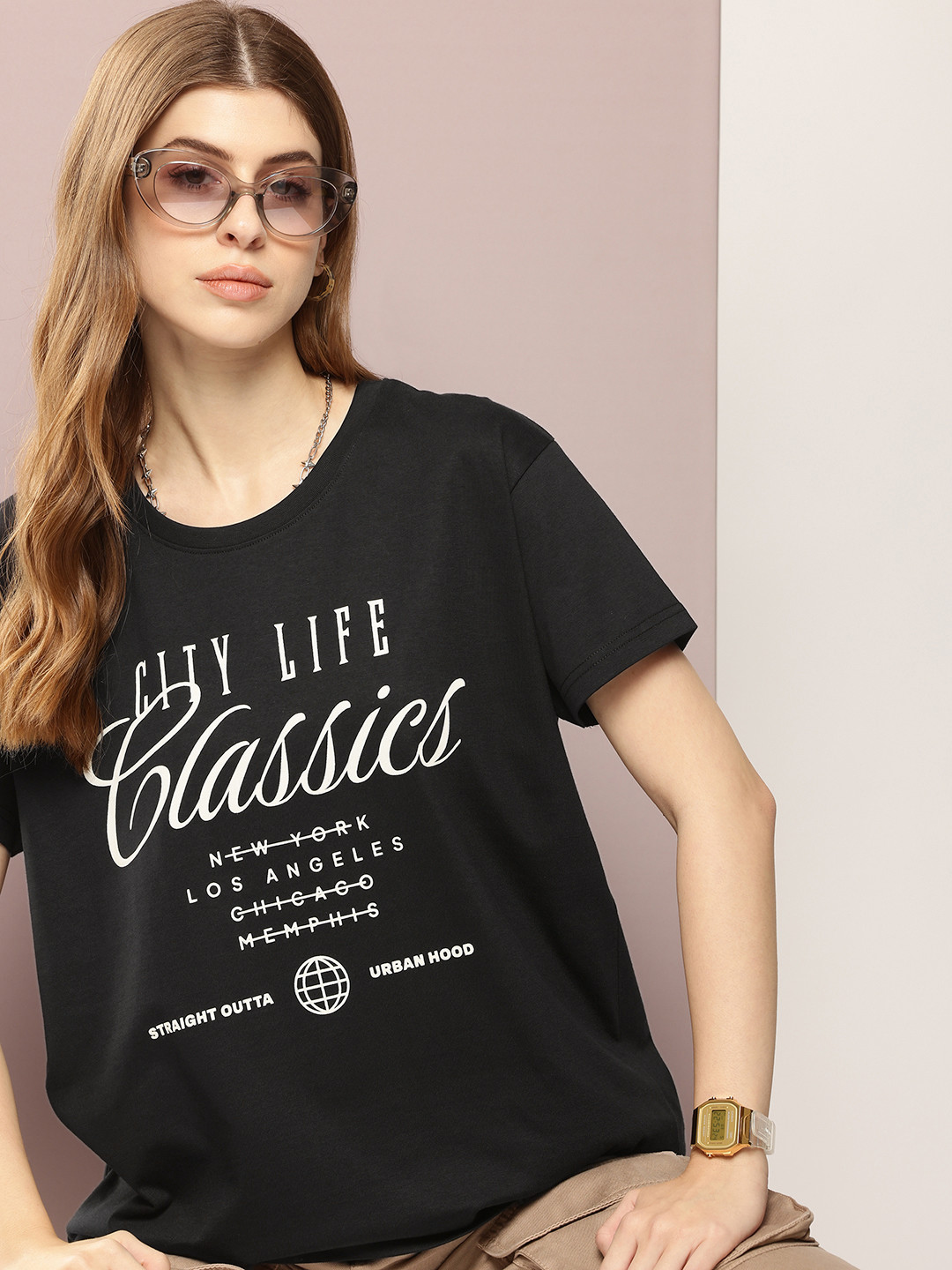 DILLINGER Varsity Printed Drop-Shoulder Sleeves Pure Cotton Boxy T-shirt