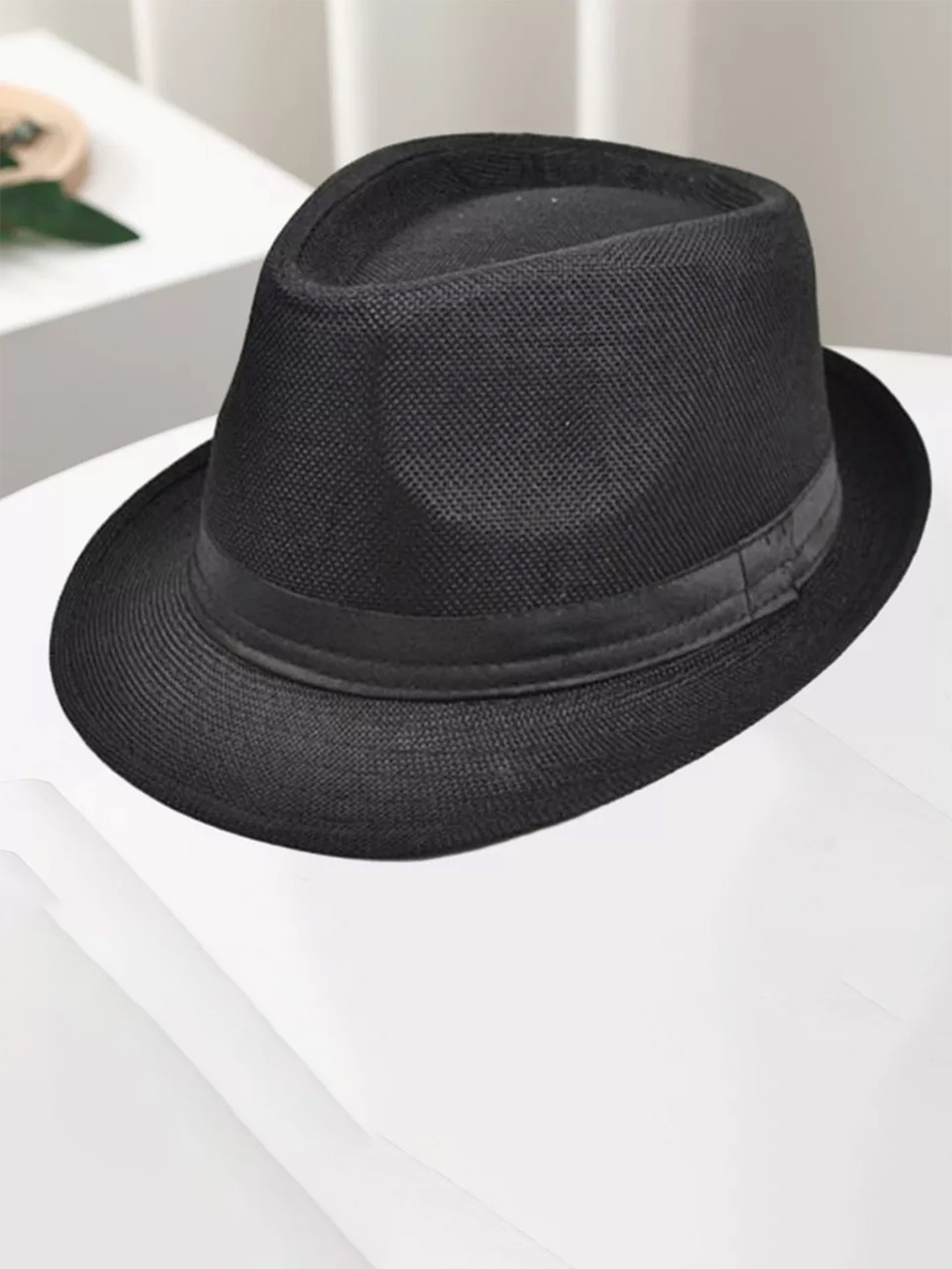 Infispace Men Cotton Printed White Self Design Fedora Hat