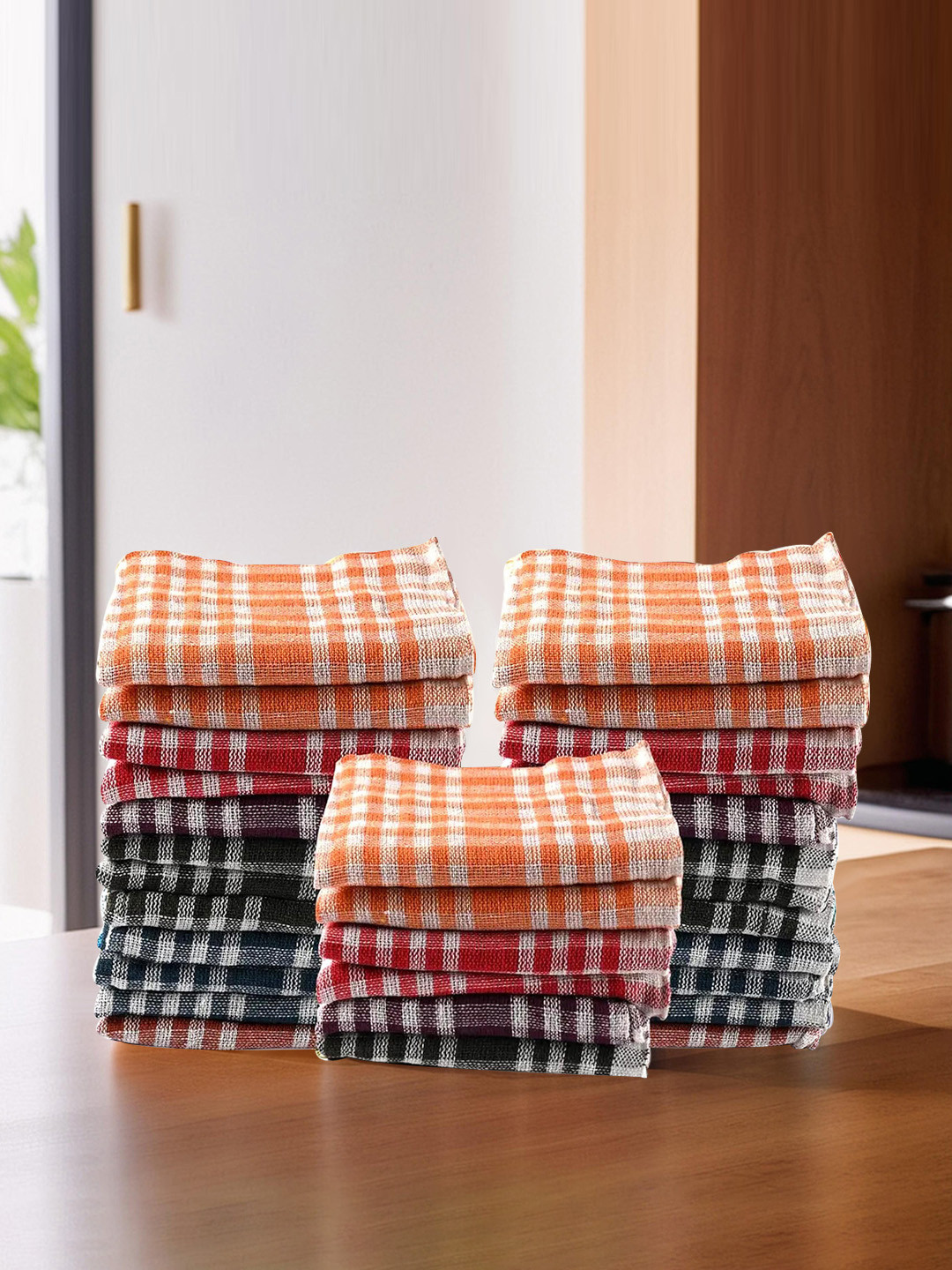 Kuber Industries Pink & White 30 Pieces Checked Cotton Table Napkins