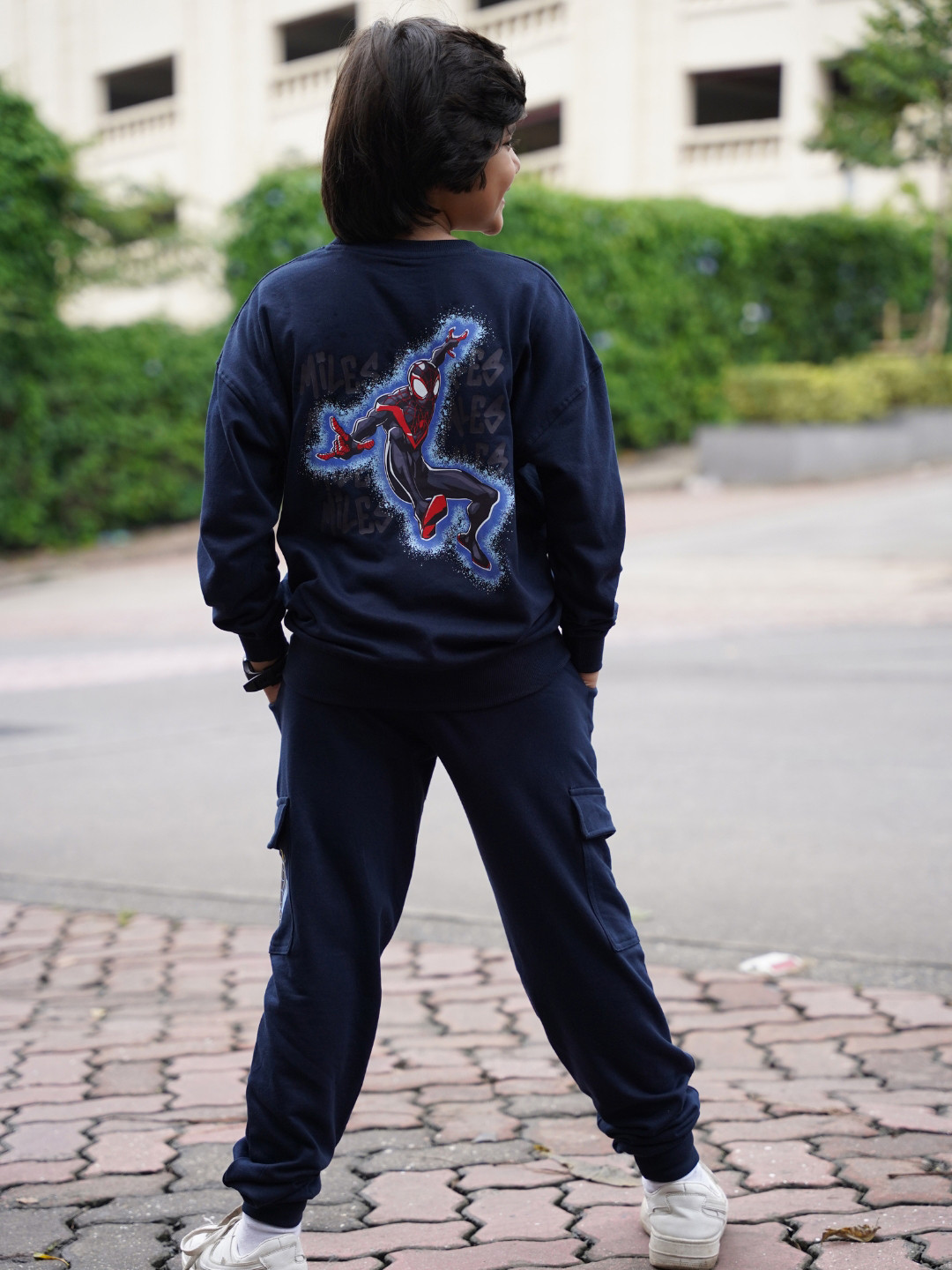 Nap Chief Kids Spider Man Printed Oversized Fit Pure Cotton Sweatshirt With Joggers