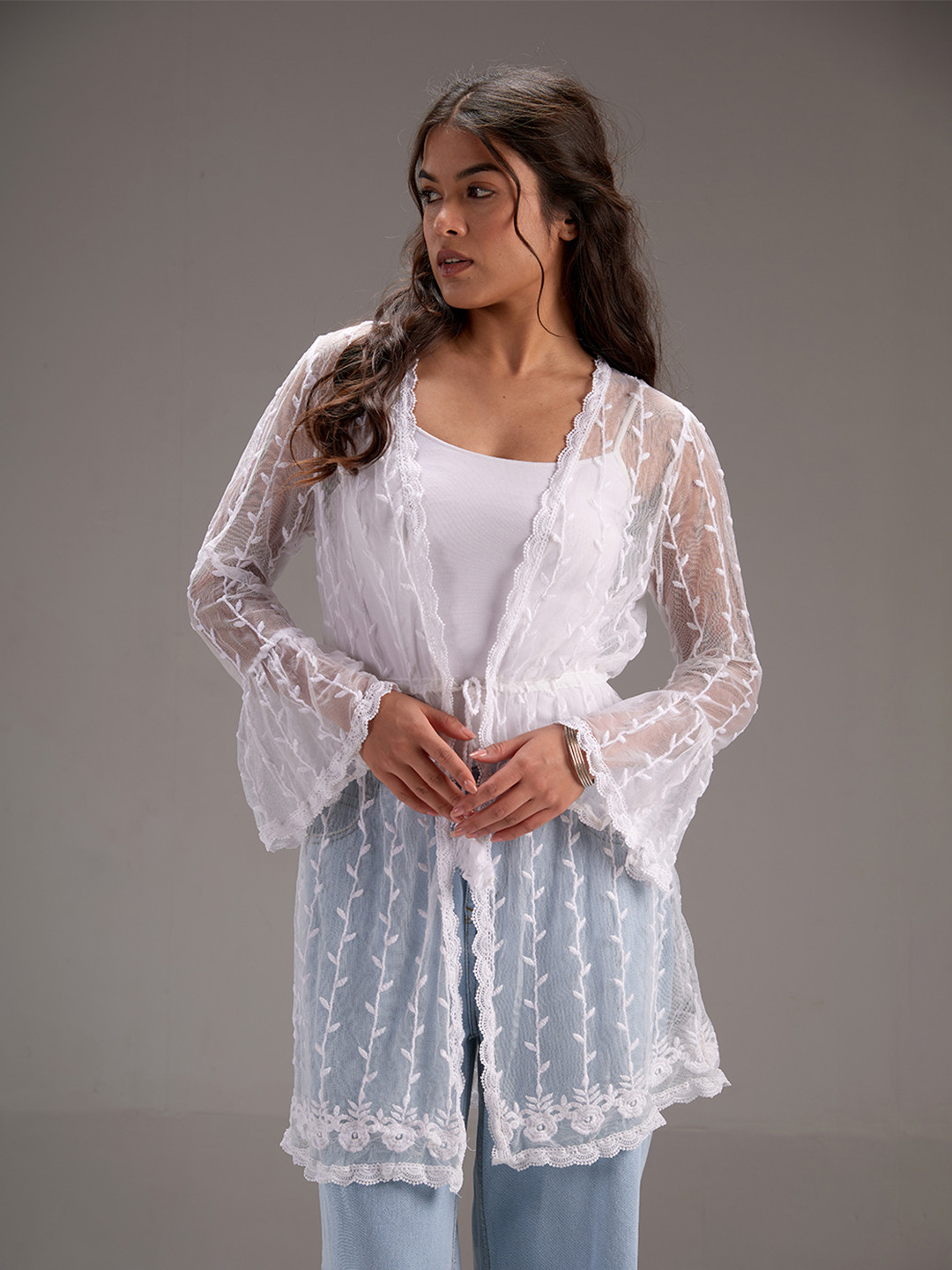 IZF Women Lace Front Open Shrug