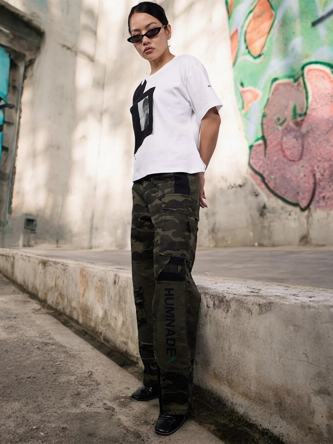 URA STREET Women Camo Relaxed Fit High-Rise Jeans