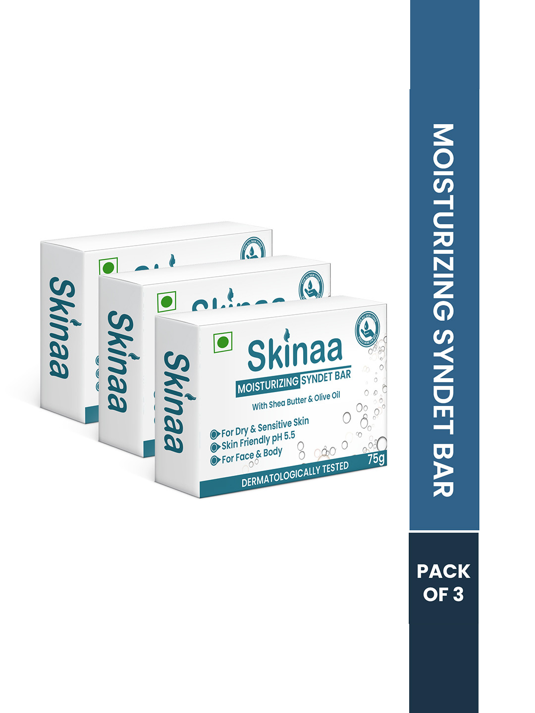 SKINAA Set Of 3 Moisturizing Syndet Bar Soap 75 g Each