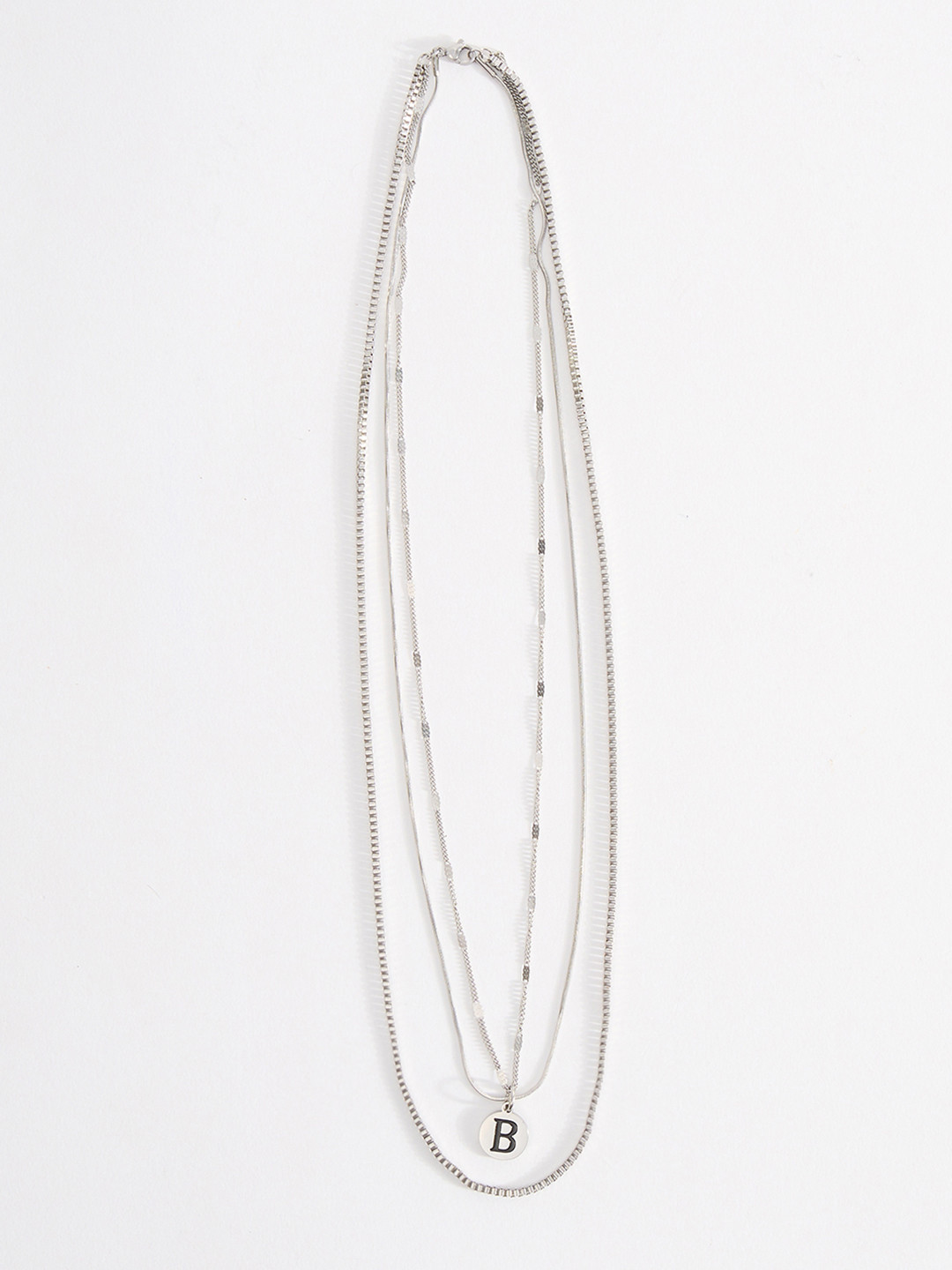 THE BEAR HOUSE Men Stainless Steel Silver Layered Chain