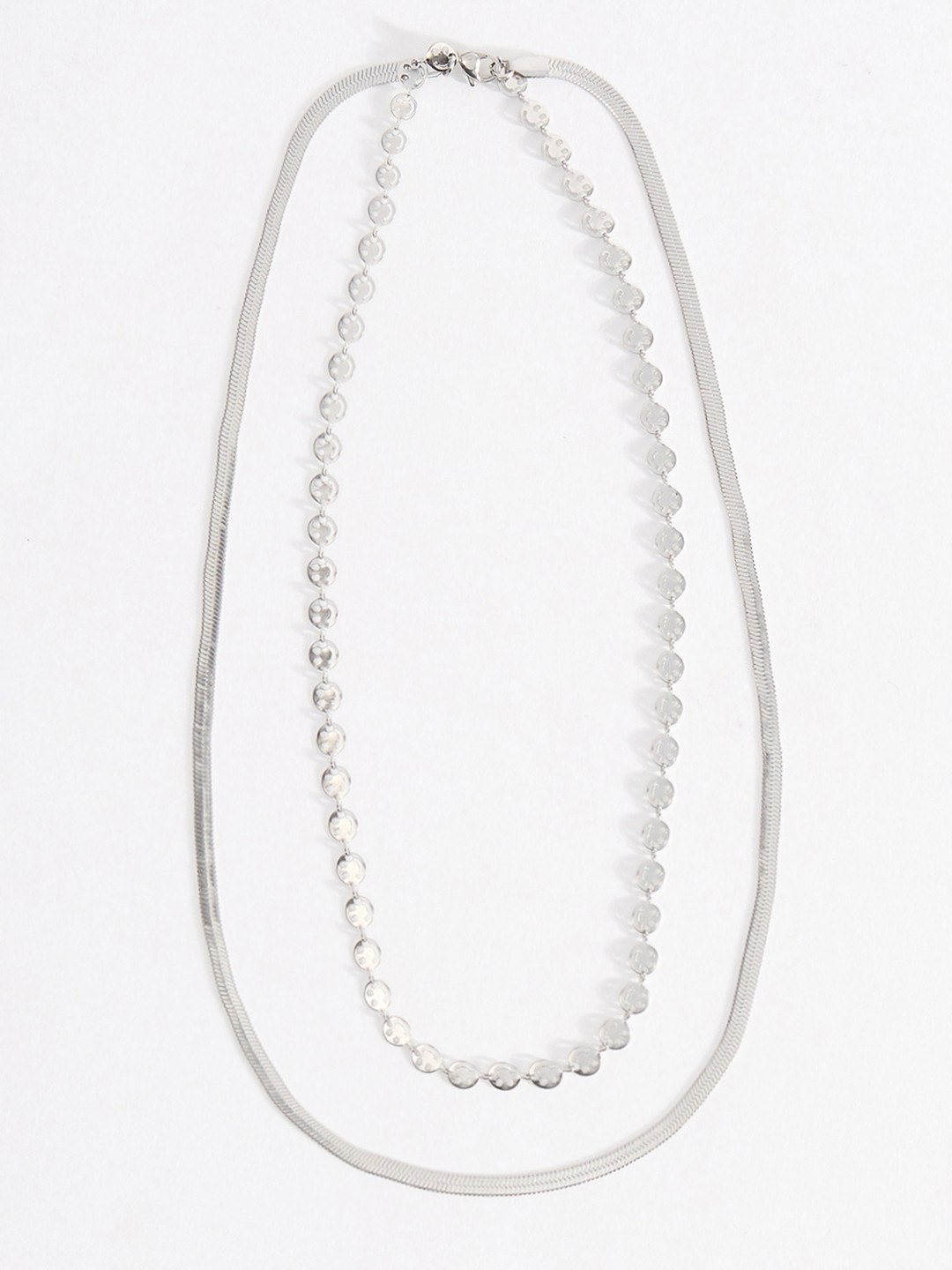 THE BEAR HOUSE Men Stainless Steel Silver Layered Chain