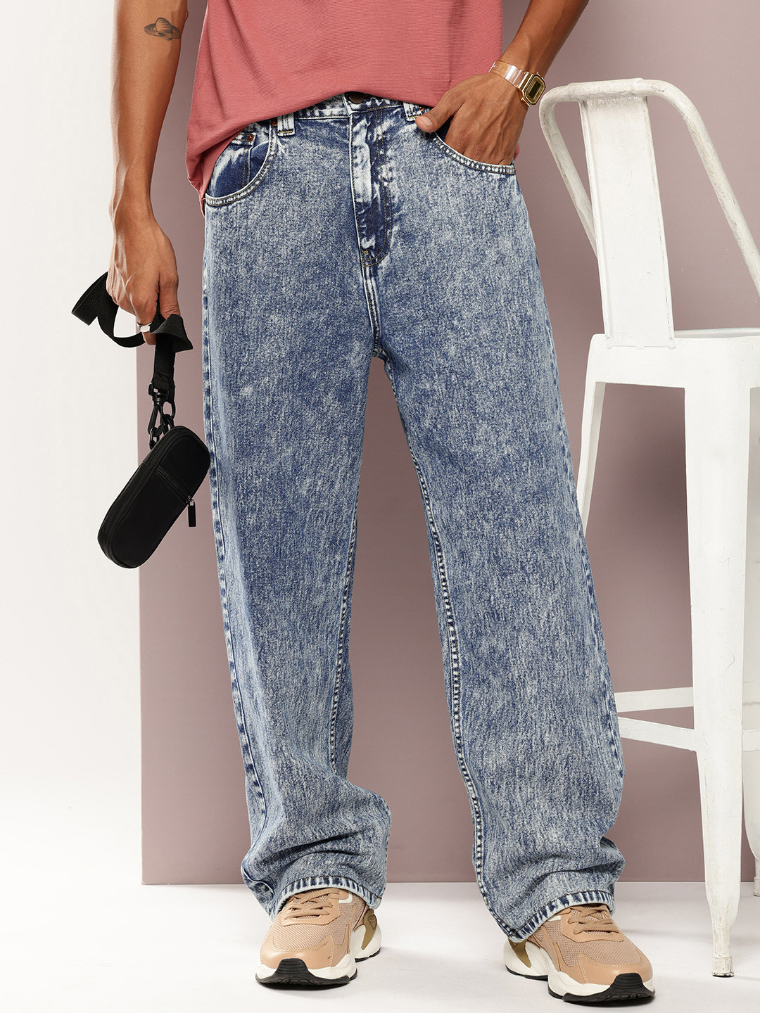 DILLINGER Men Baggy Fit Heavy Fade Stretchable Jeans
