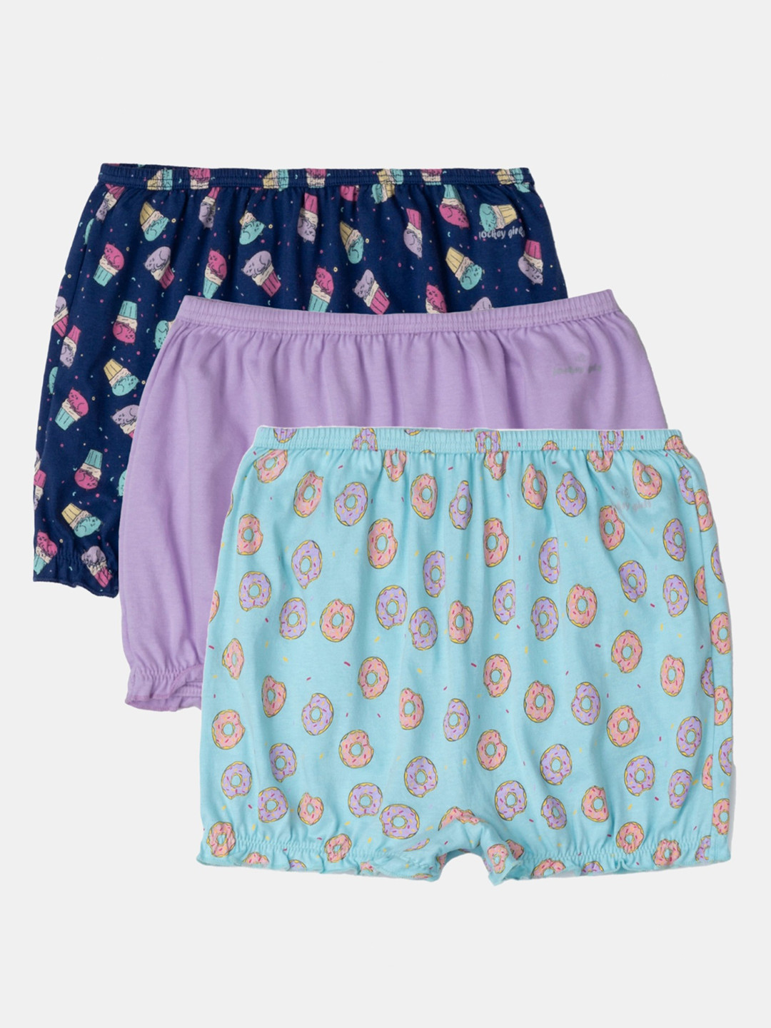 Jockey Girls Pack of 3 Cotton Printed Bloomers with Ultrasoft Waistband-SG06