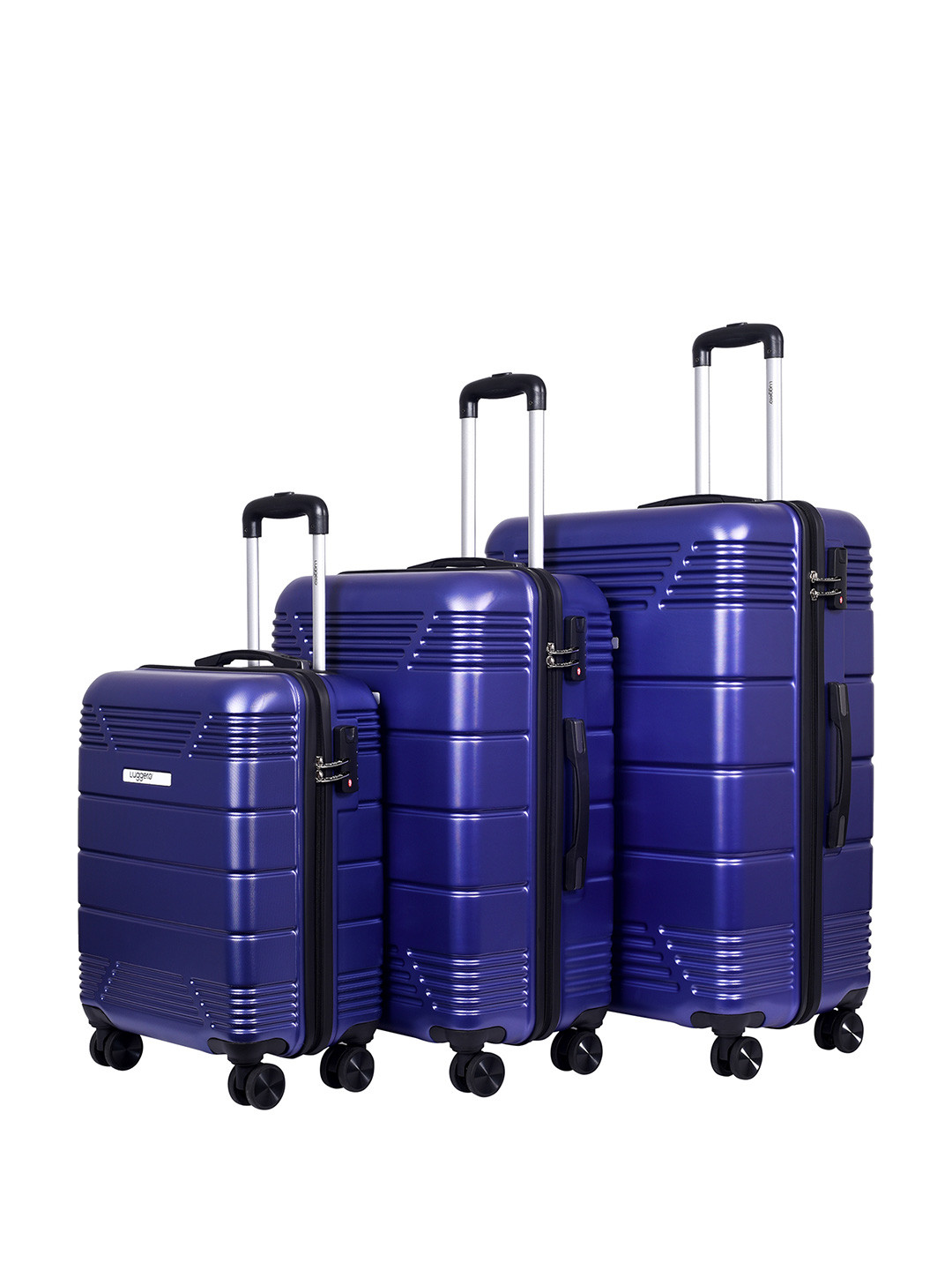Luggero Set Of 3 Textured Hard-Sided Trolley Bags