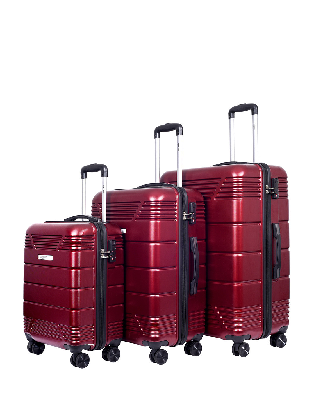 Luggero Set Of 3 Textured Hard-Sided Trolley Bags