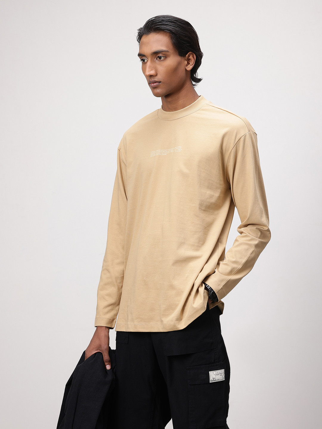 ether Zen Typography Printed Drop-Shoulder Sleeves Pure Cotton T-shirt