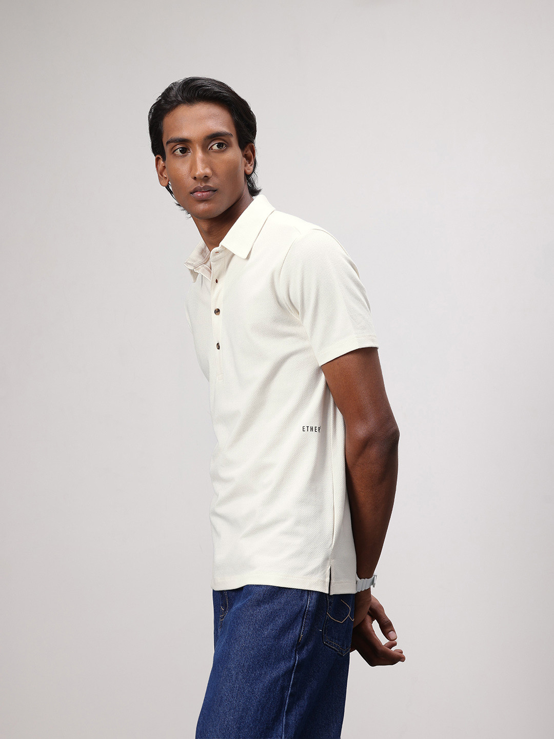 ether Kora Textured Polo Collar T-shirt