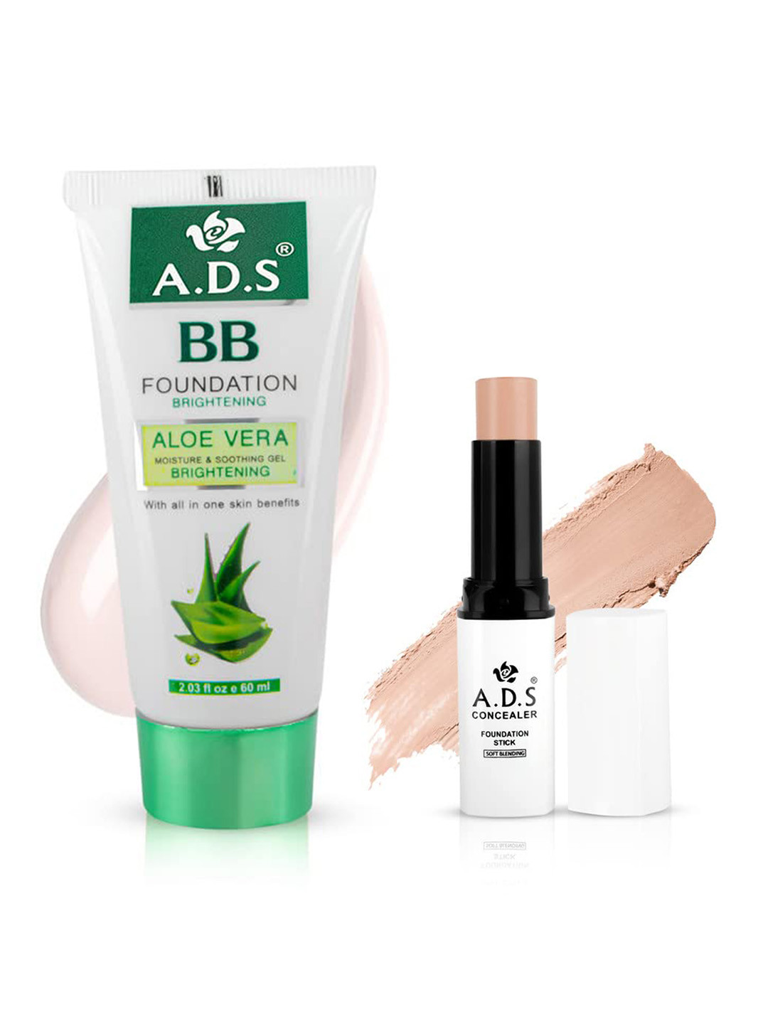 A.D.S Flawless Finish Foundation & Concealer Duo Makeup Combo-Shade 02
