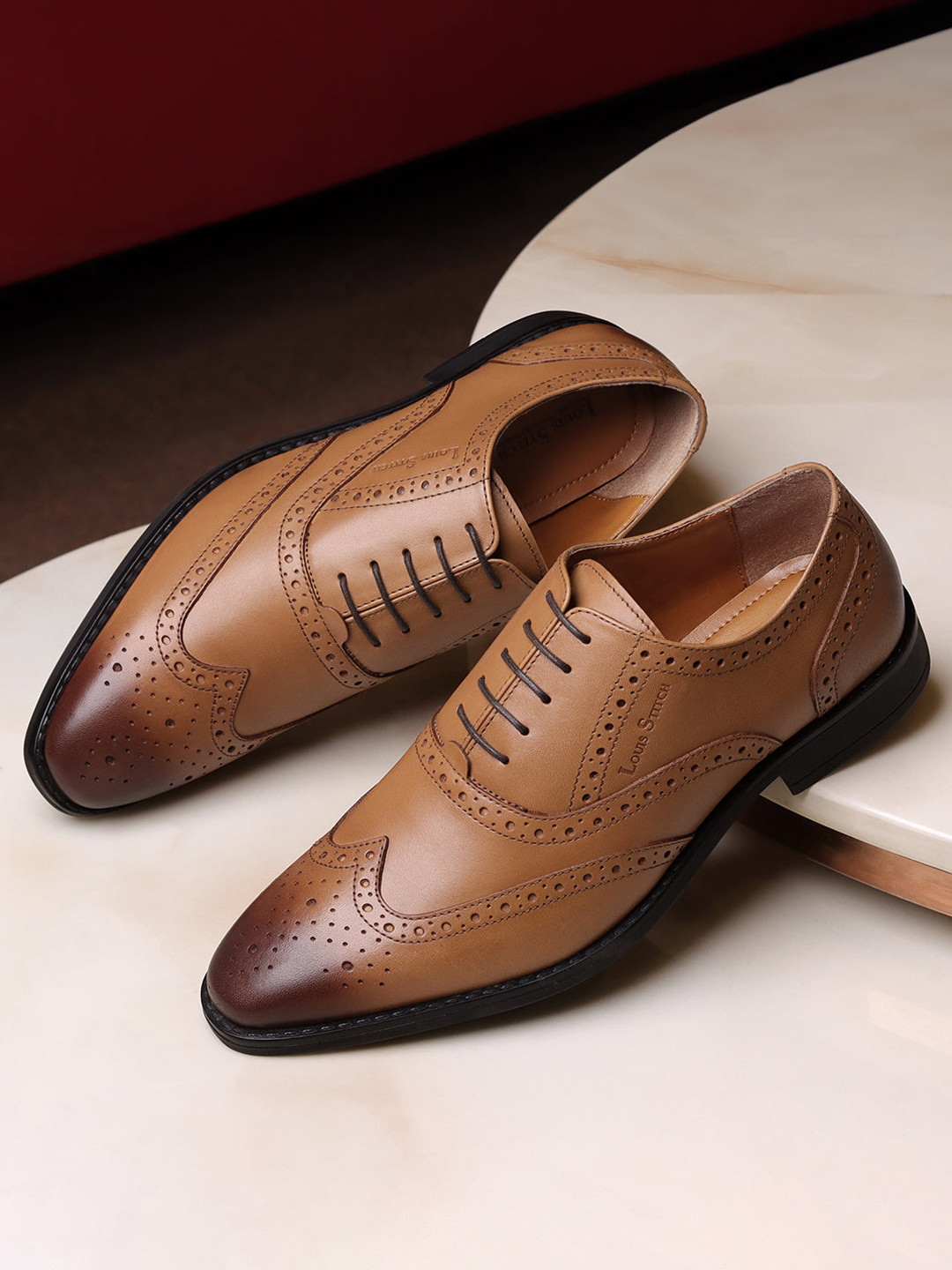 LOUIS STITCH Men British Tan Premium Egyptian Crust Leather Formal Brogues