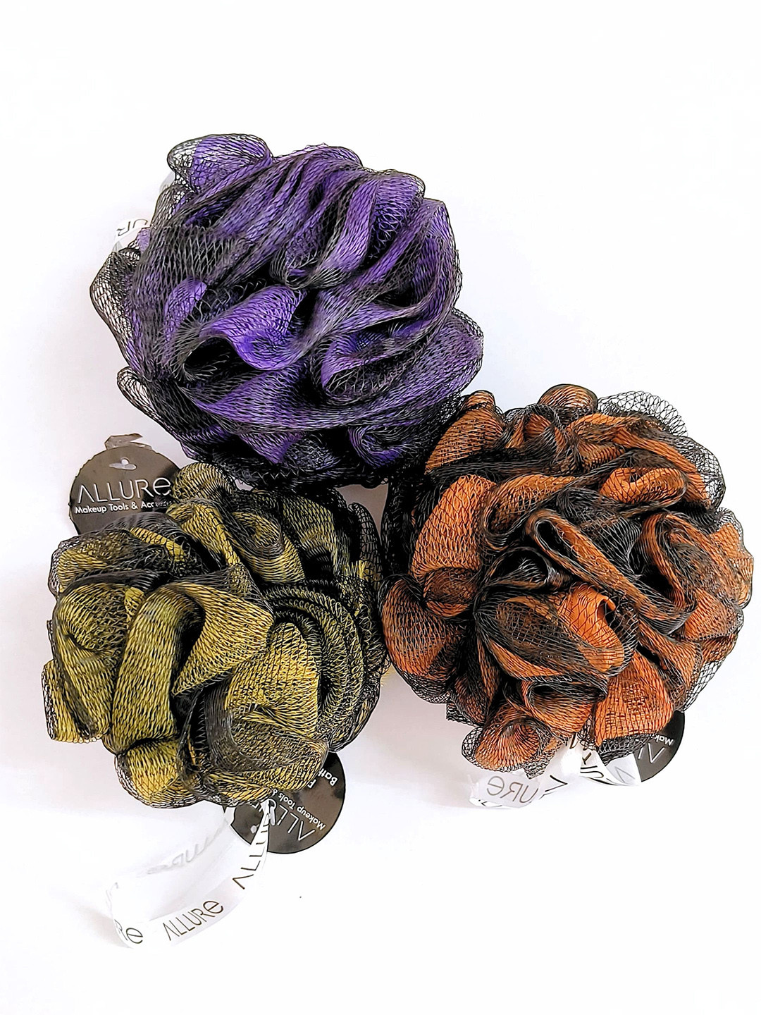 Allure Pack of 3 Assorted Metallic Colored Loofah