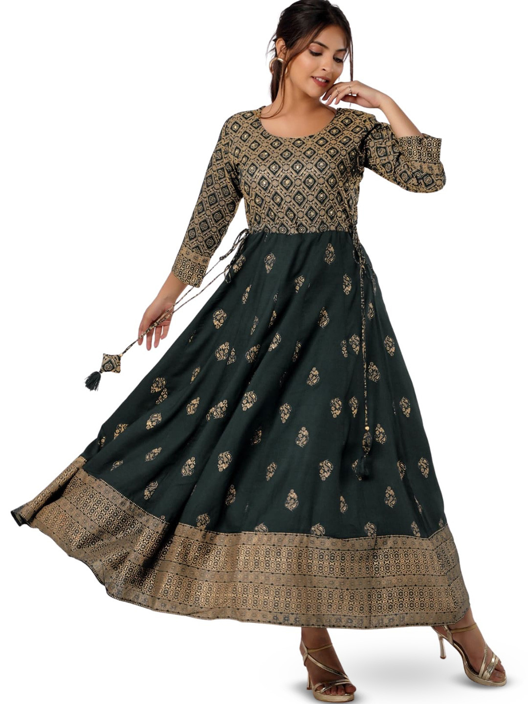 Cloth Bites Printed Flared Fit and Flare Ethnic Dress