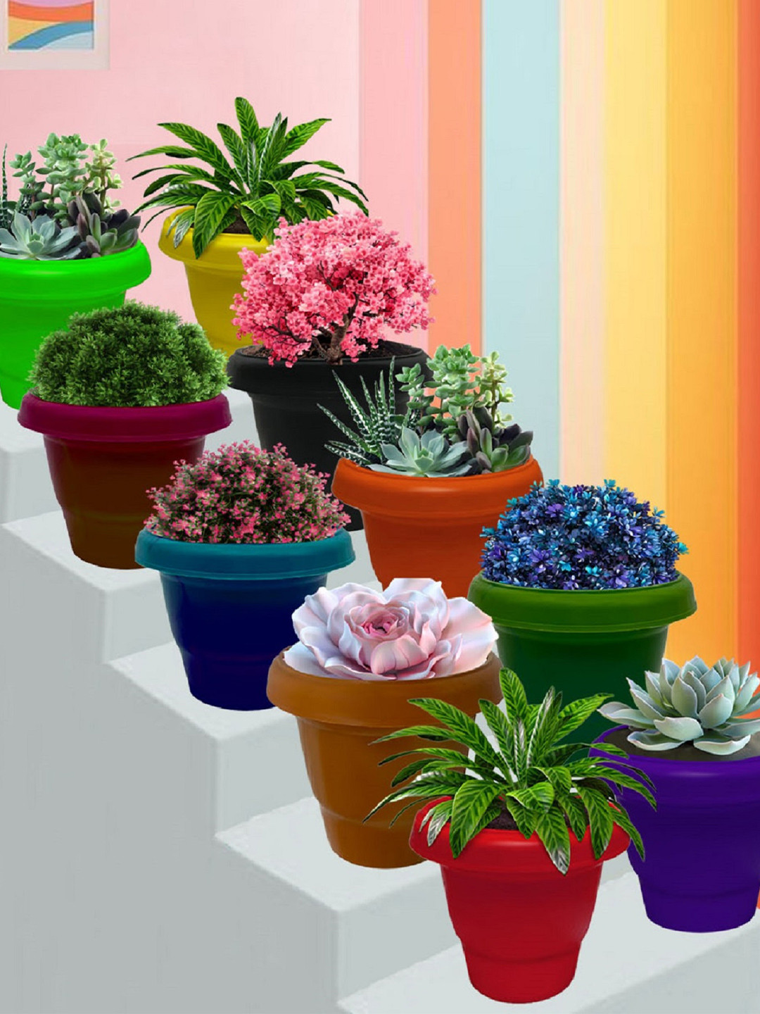 Urban Choice Green 6 Pieces Planters