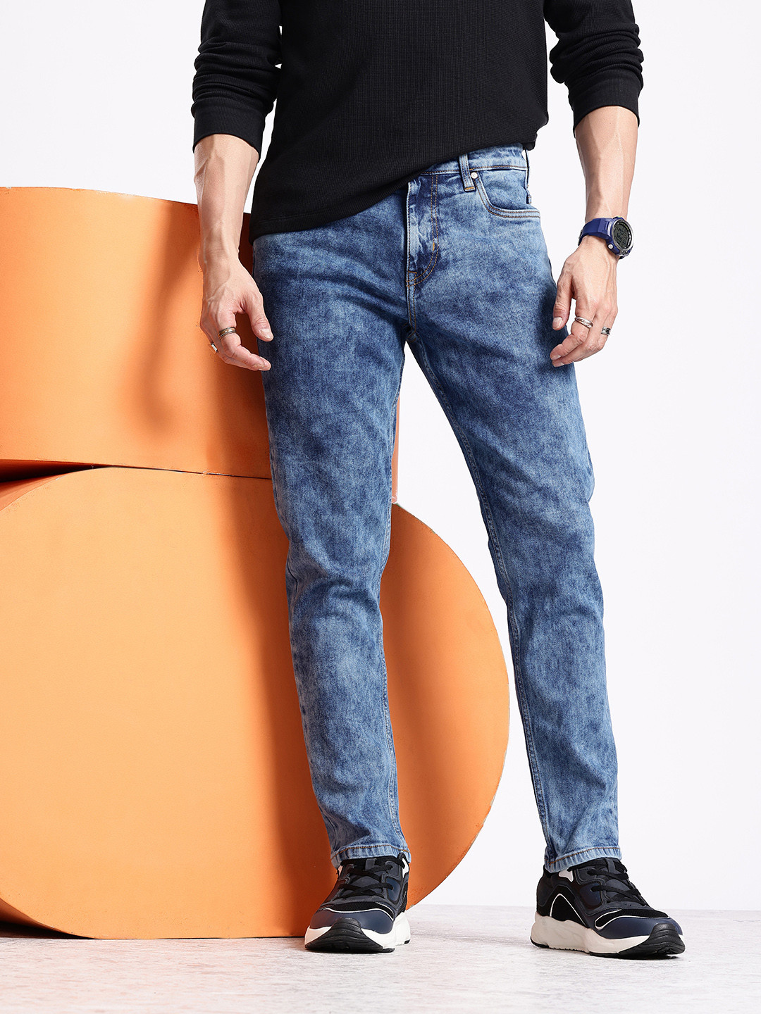 Aeropostale Men Carrot Fit Heavy Fade Stretchable Jeans