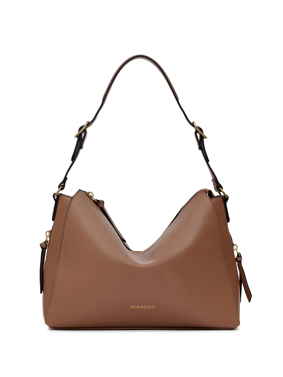 MIRAGGIO Adele Brown Shoulder Bag With Adjustable Strap