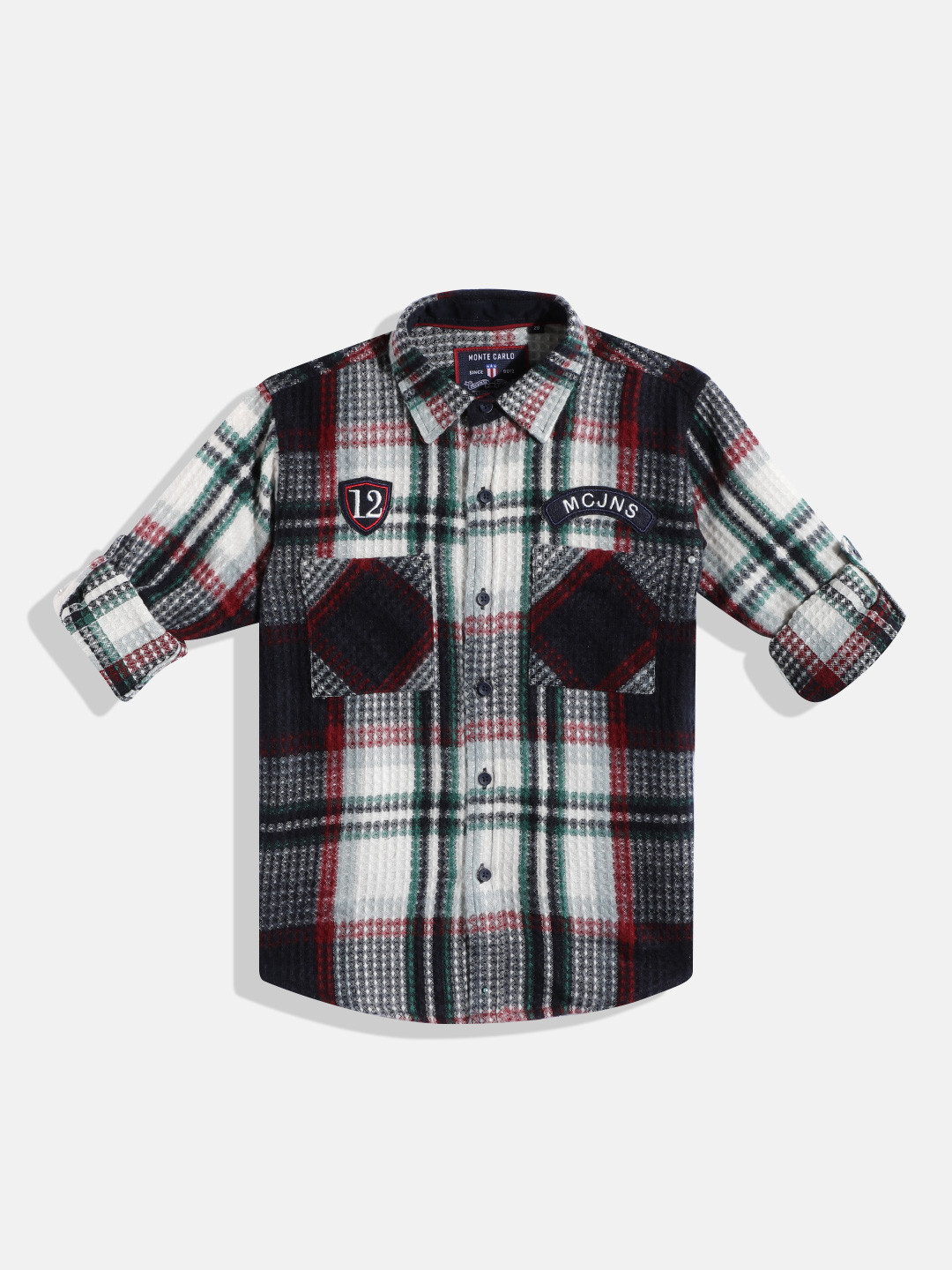 Monte Carlo Boys Acrylic Tartan Checked Textured Casual Shirt