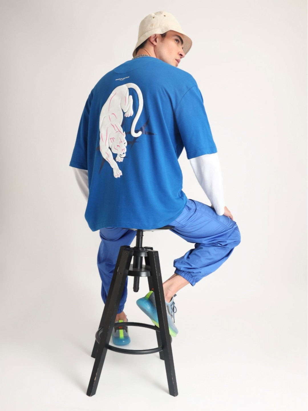 Weezy Men Cotton Round Neck Half Sleeve Graphic Puff Printed Oversized T-shirt