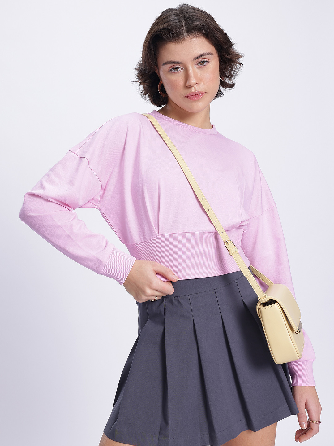 DressBerry Drop-Shoulder Crop Sweatshirt