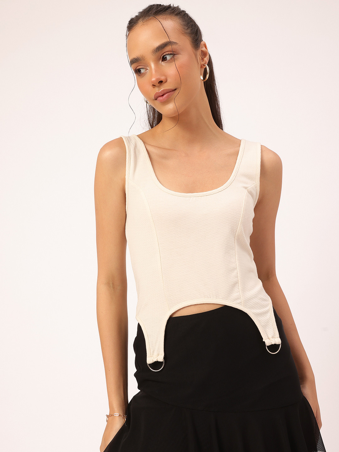 DressBerry Fastening Detail Scoop Neck Top