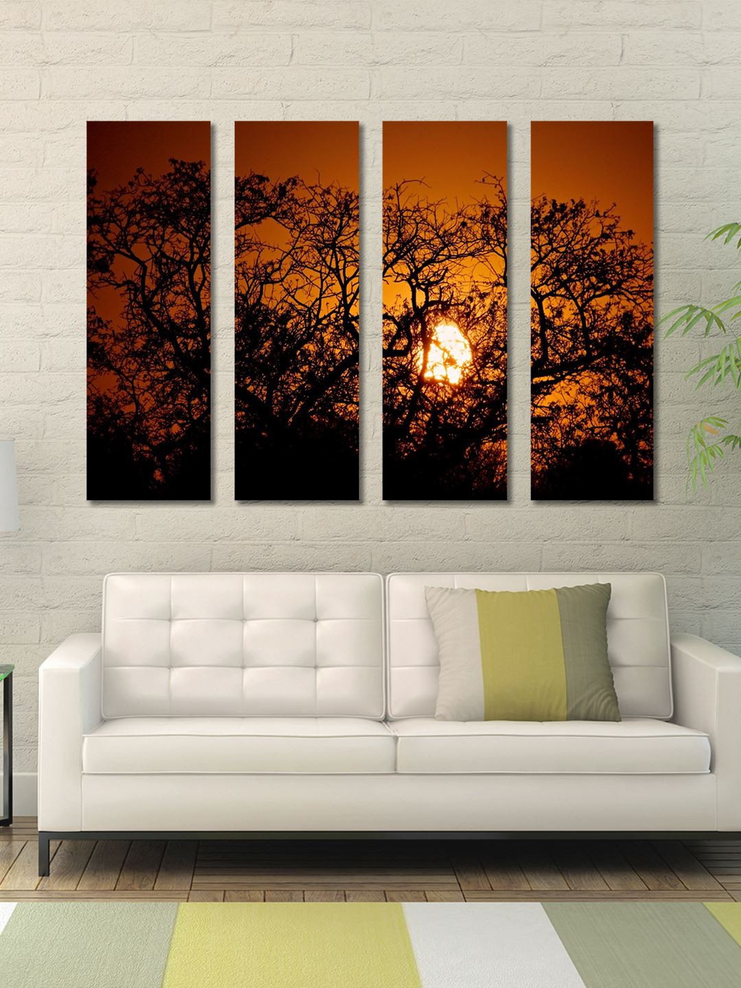 999Store Brown & Black 4 Panel Sunset Wall Art
