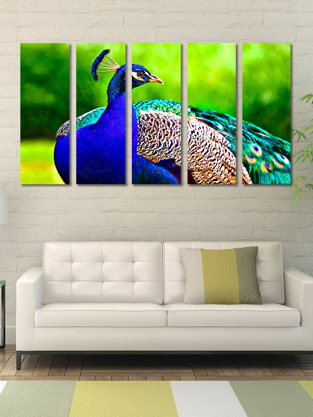 999Store Peacock Multi MDF Wall Living Room Rectangle Paintings Wall Art -29.88 x 1.29In