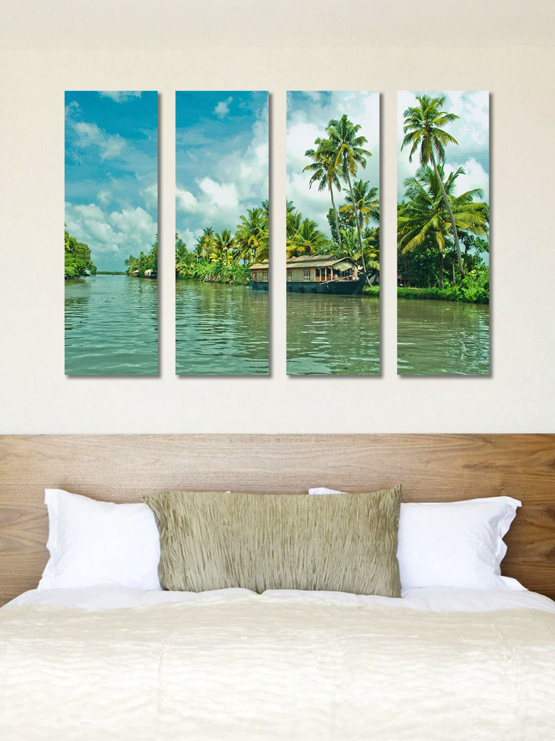 999Store Multicoloured 4 Panel Houseboat Wall Art