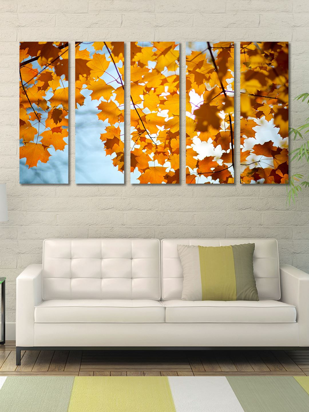 999Store Leaf Canvas 5 Pcs Wall Rectangle Photographs Wall Art -29.9x10.2In