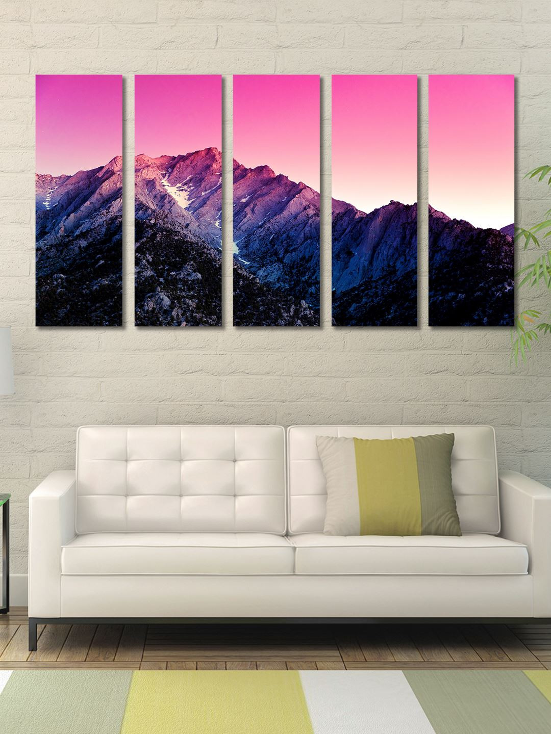 999Store Purple & Brown Set of 5 Nature Wall Art