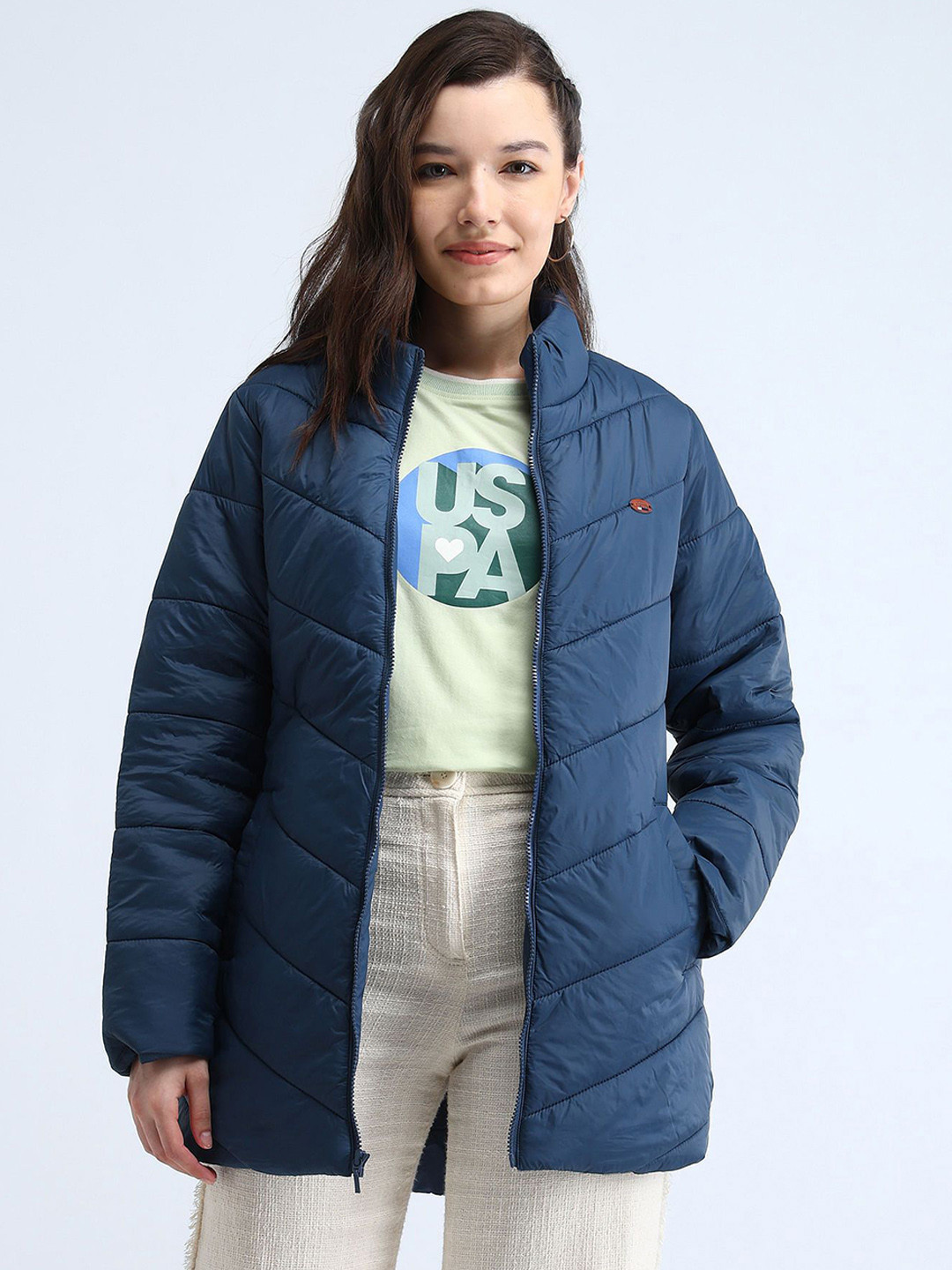 U.S. Polo Assn. Women Solid Longline Puffer Jacket