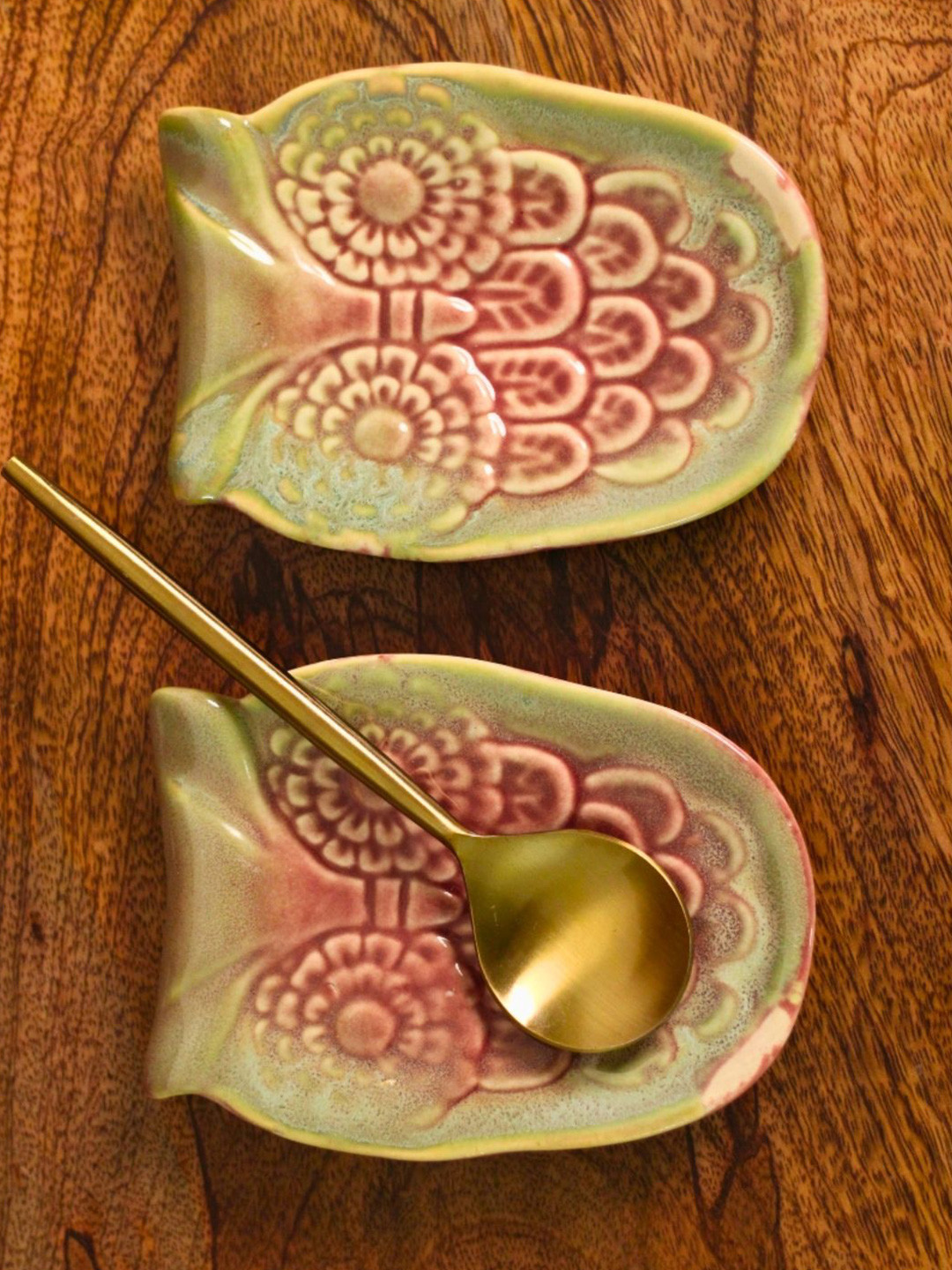 WEAVING HOMES Pink Ceramics Owl Spoon Rest