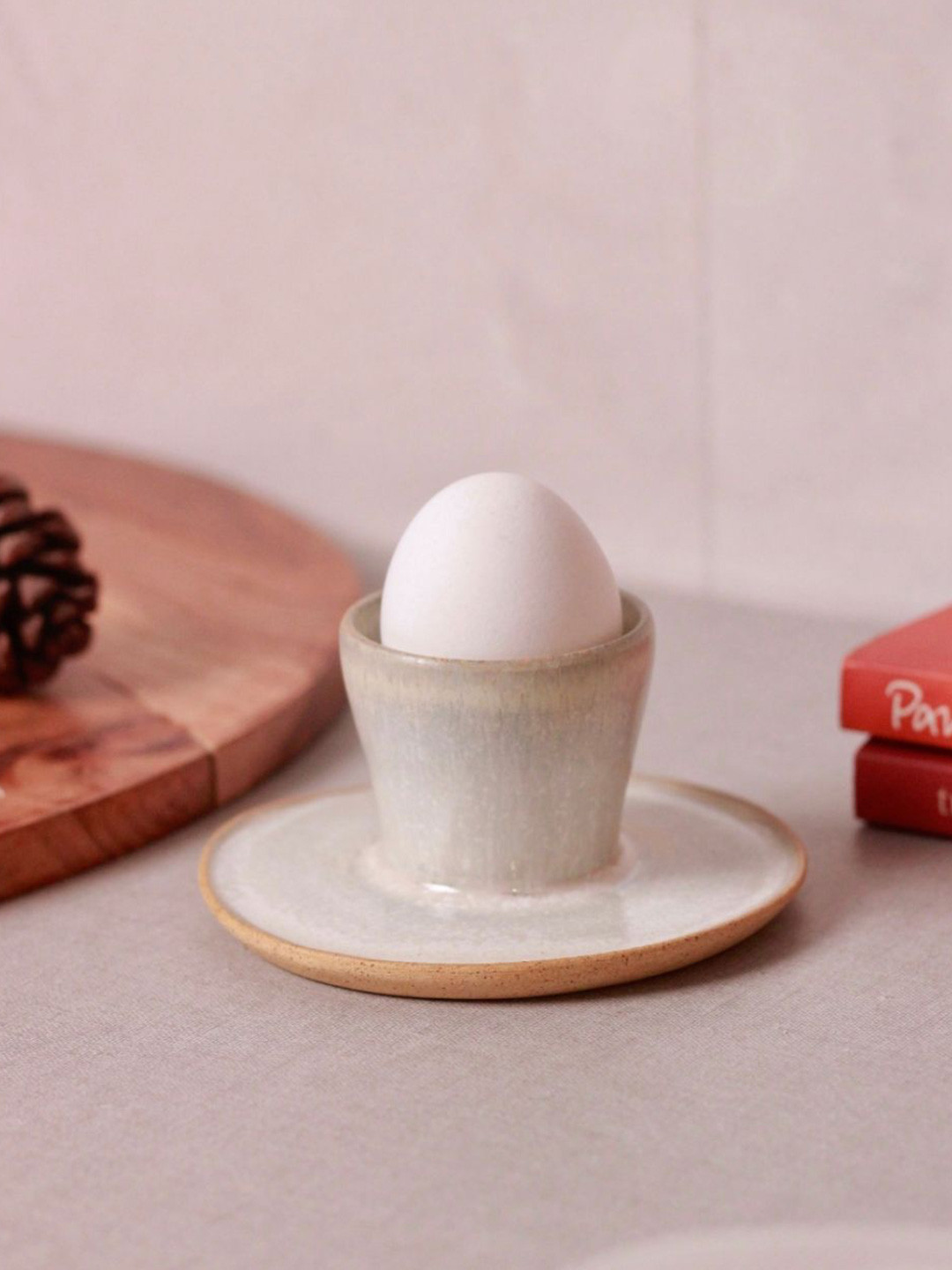 WEAVING HOMES White Ceramic Boiled Egg Holder